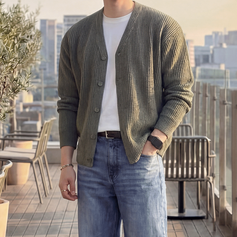 6color 오버핏 브이넥 가디건