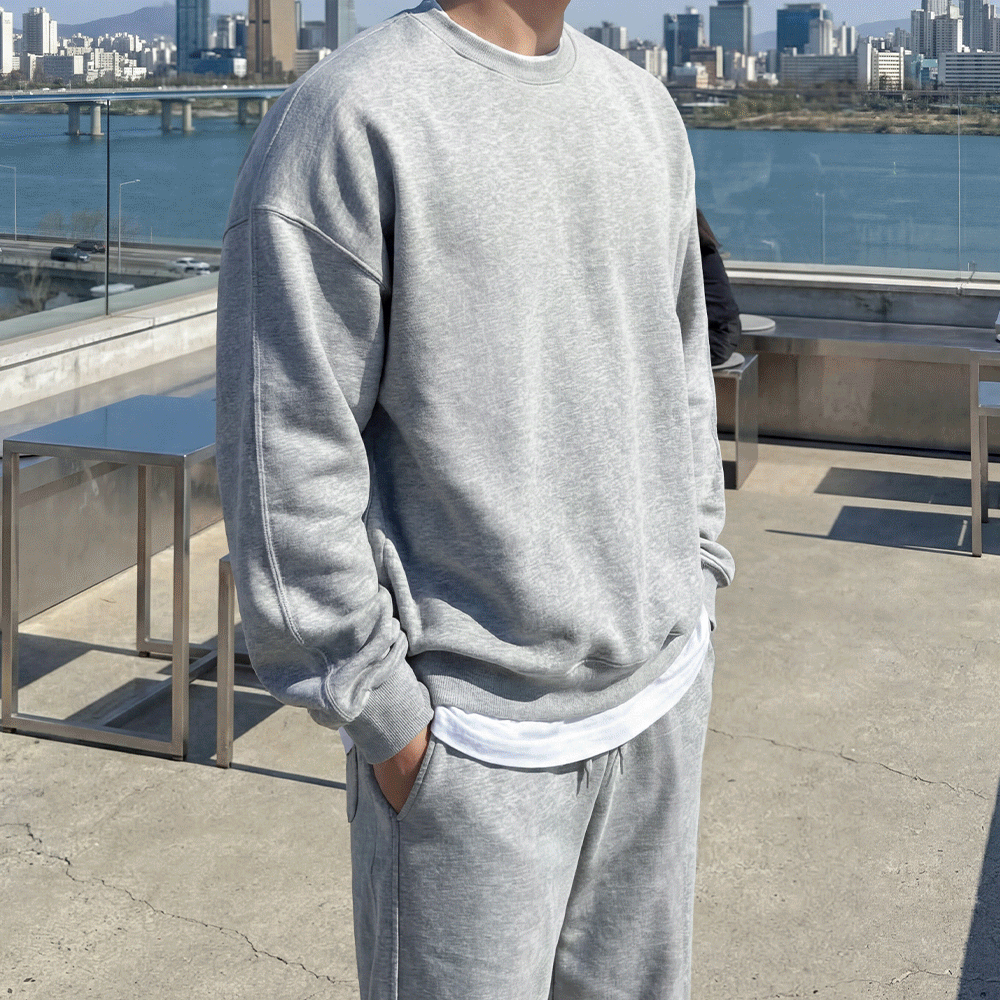 4color 수피마코튼 오버핏 절개 맨투맨