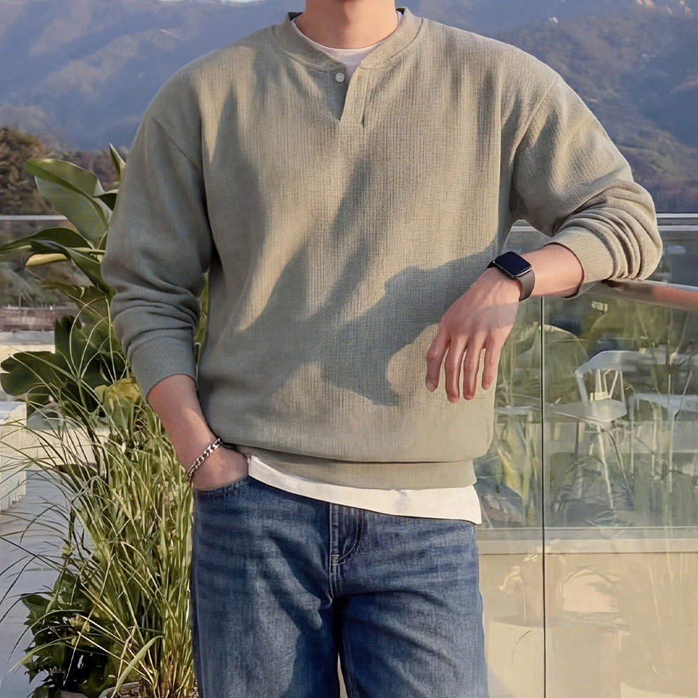 6color 오버핏 헨리넥 니트 맨투맨