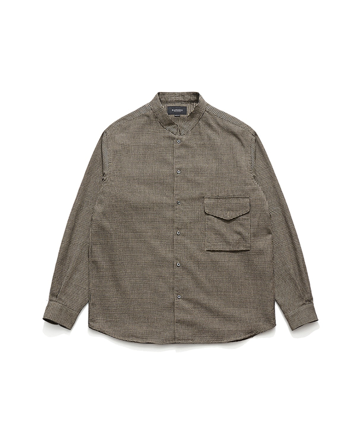 BANDED COLLAR SHIRTS / BLACK HOUND TOOTH