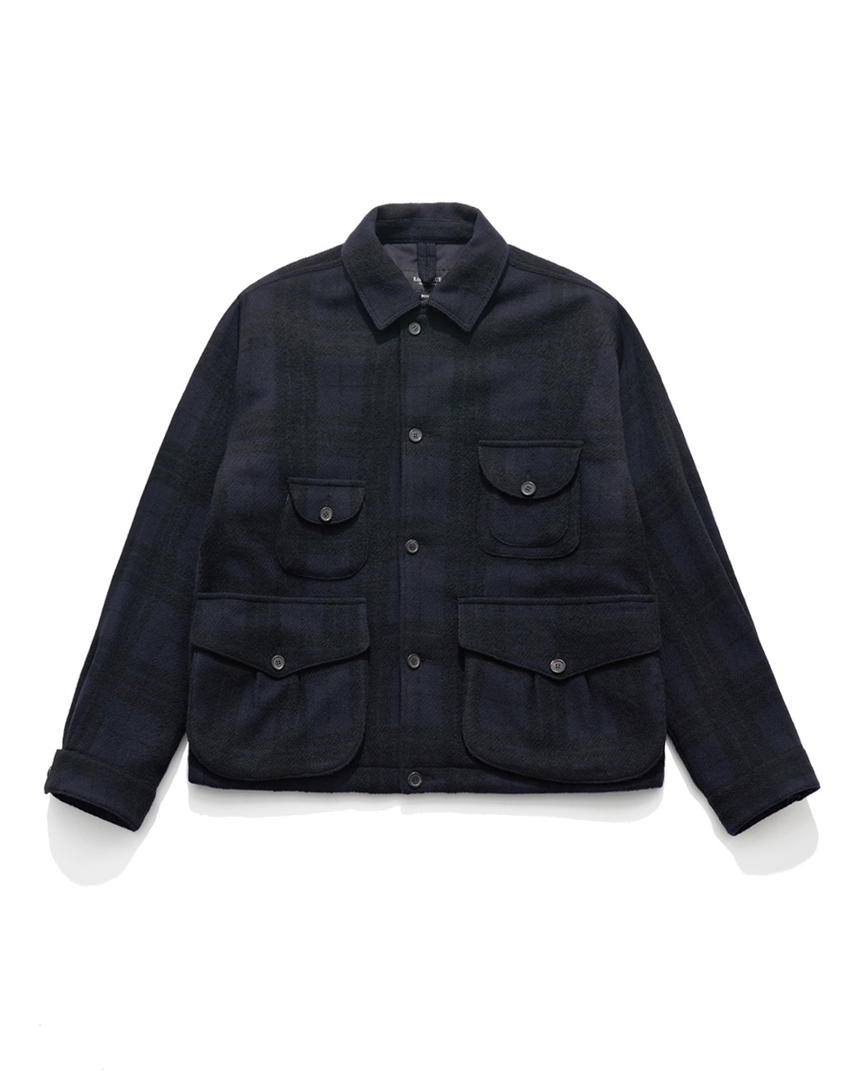 TRAPPER JACKET / NAVY CHECK WOOL