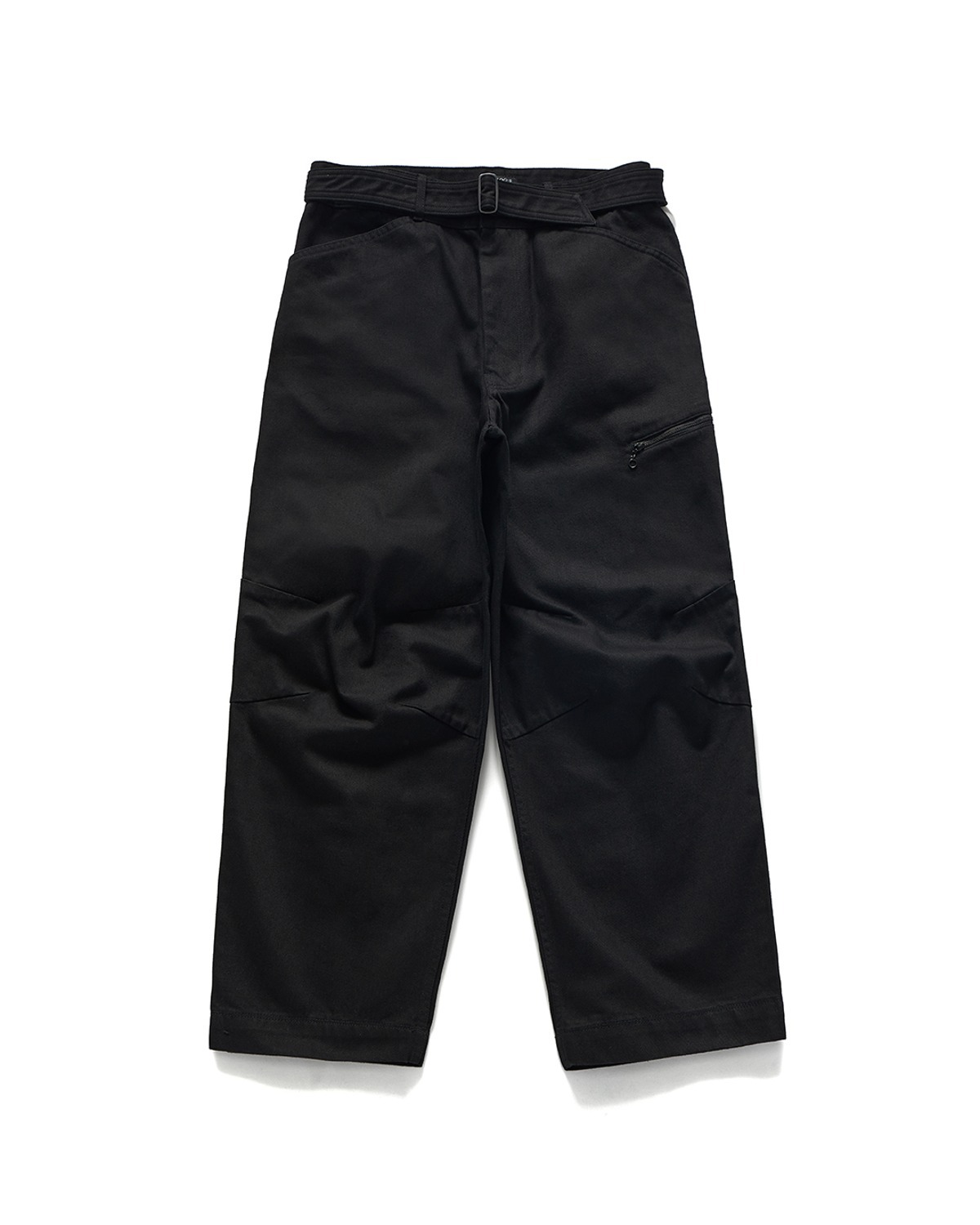Eastlogue CURVE KNEE BELTED PANTS / BLACK