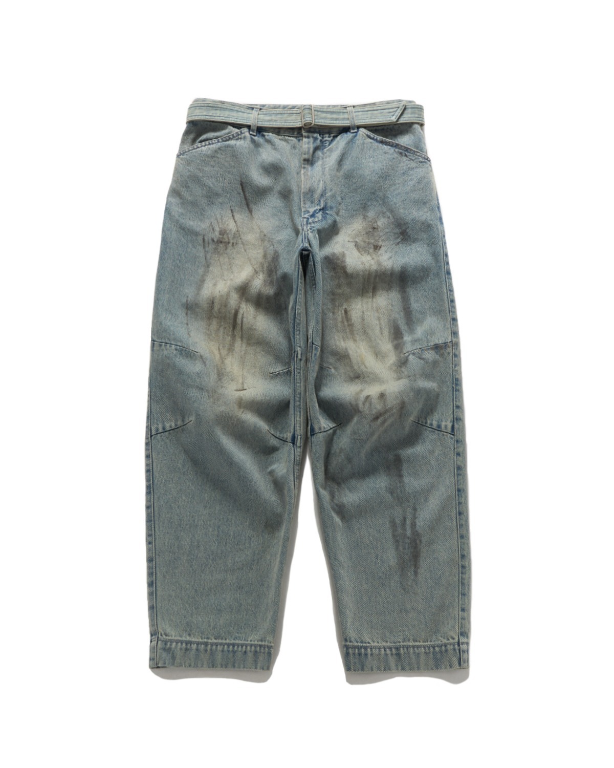 Eastlogue CURVE KNEE BELTED PANTS / DUST INDIGO