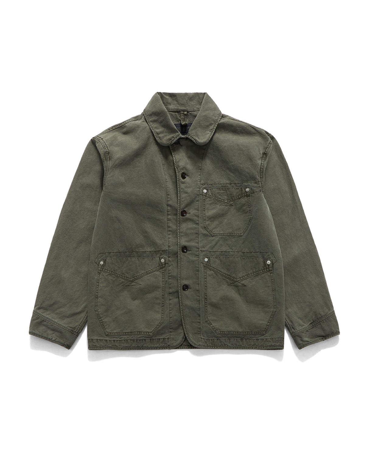 WANDERER CHORE JACKET / OLIVE DYEING LINEN | EASTLOGUE