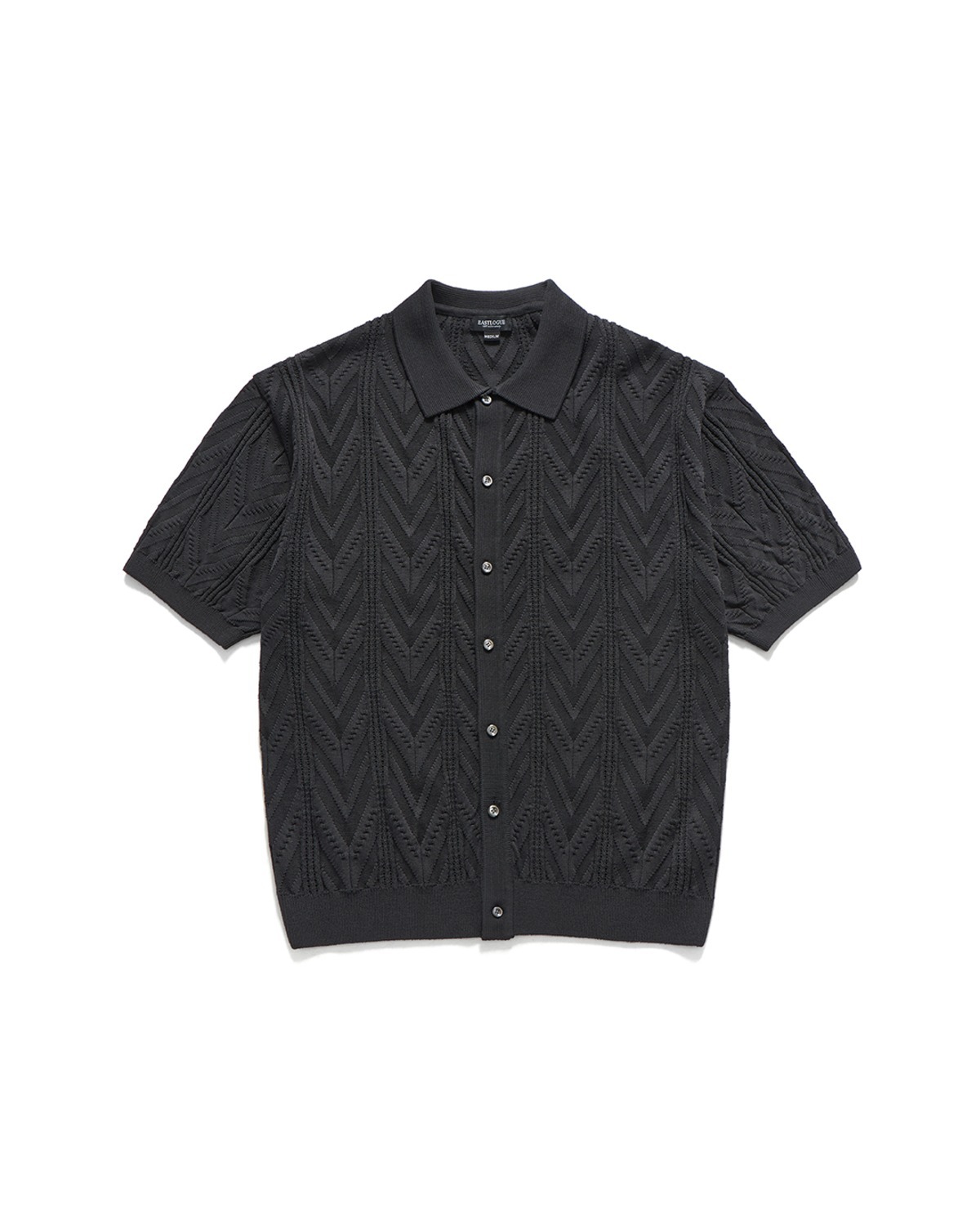 Eastlogue GEOMETRIC COLLAR HALF CARDIGAN / CHARCOAL