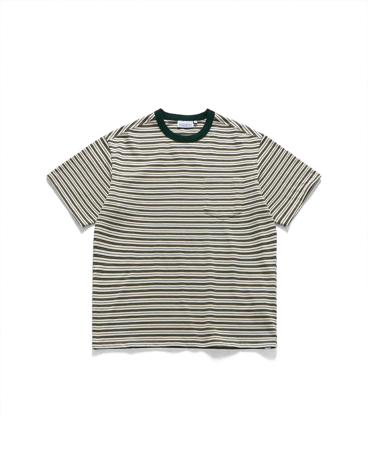 Eastlogue STRIPE POCKET T-SHIRTS / CREAM & GREEN