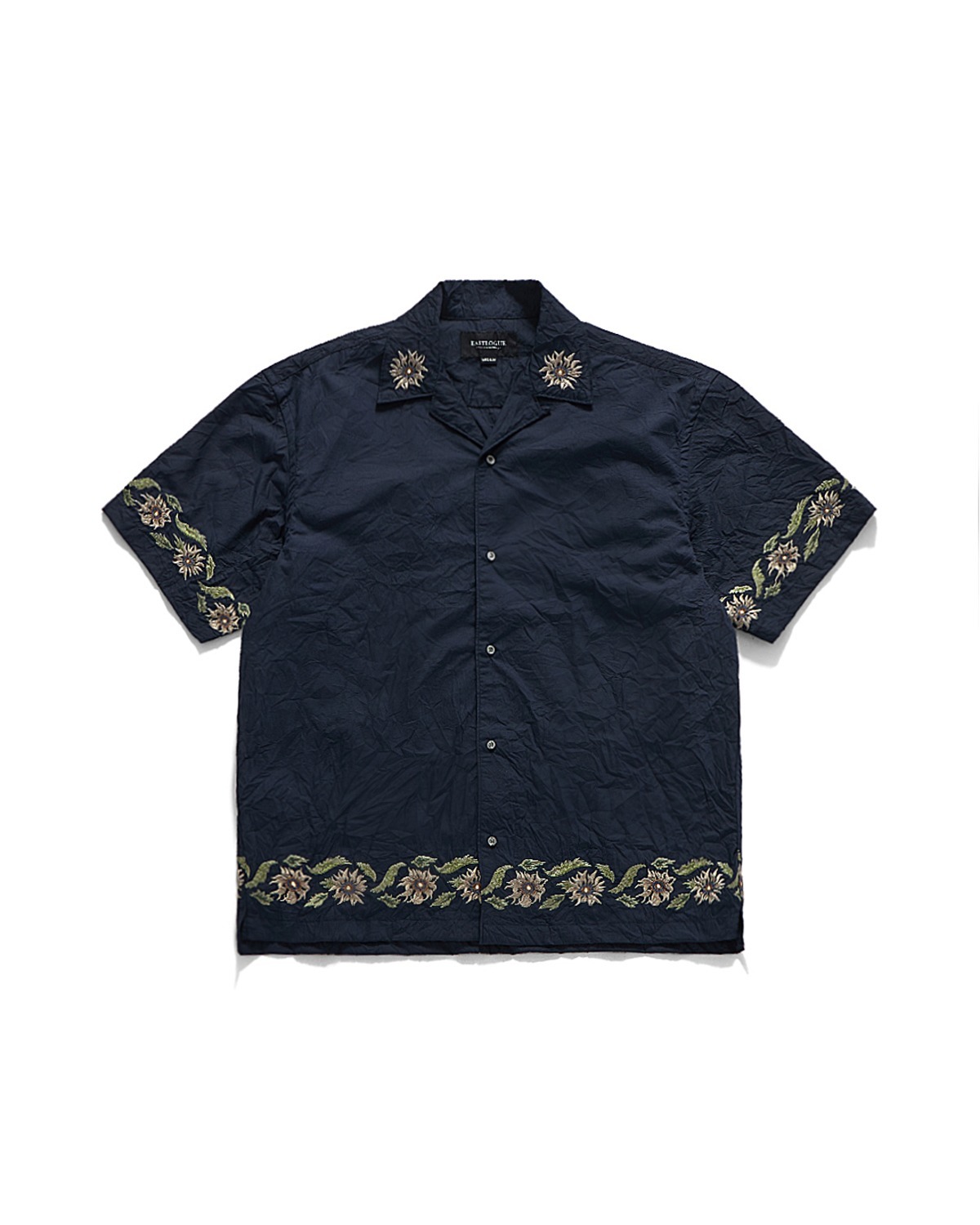 Eastlogue BREEZY EMBROIDERED HALF SHIRTS / CREASE NAVY