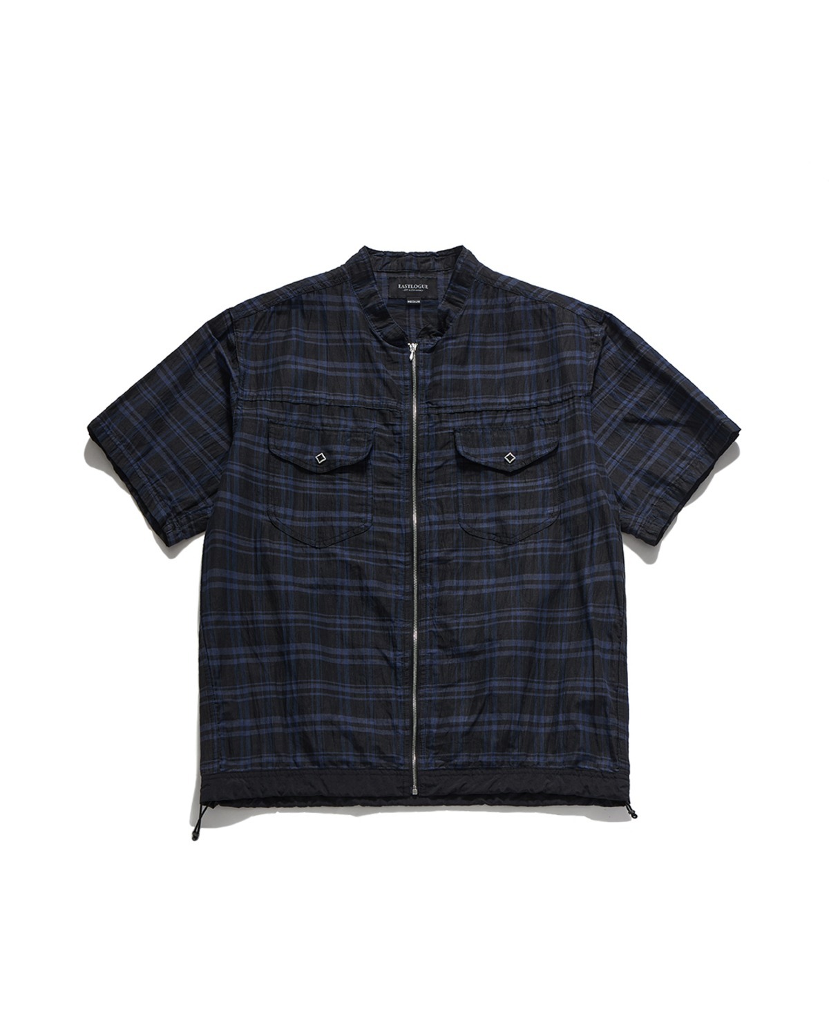 Eastlogue WESTERN ZIP UP HALF SHIRTS / BLACK BLUE CHECK