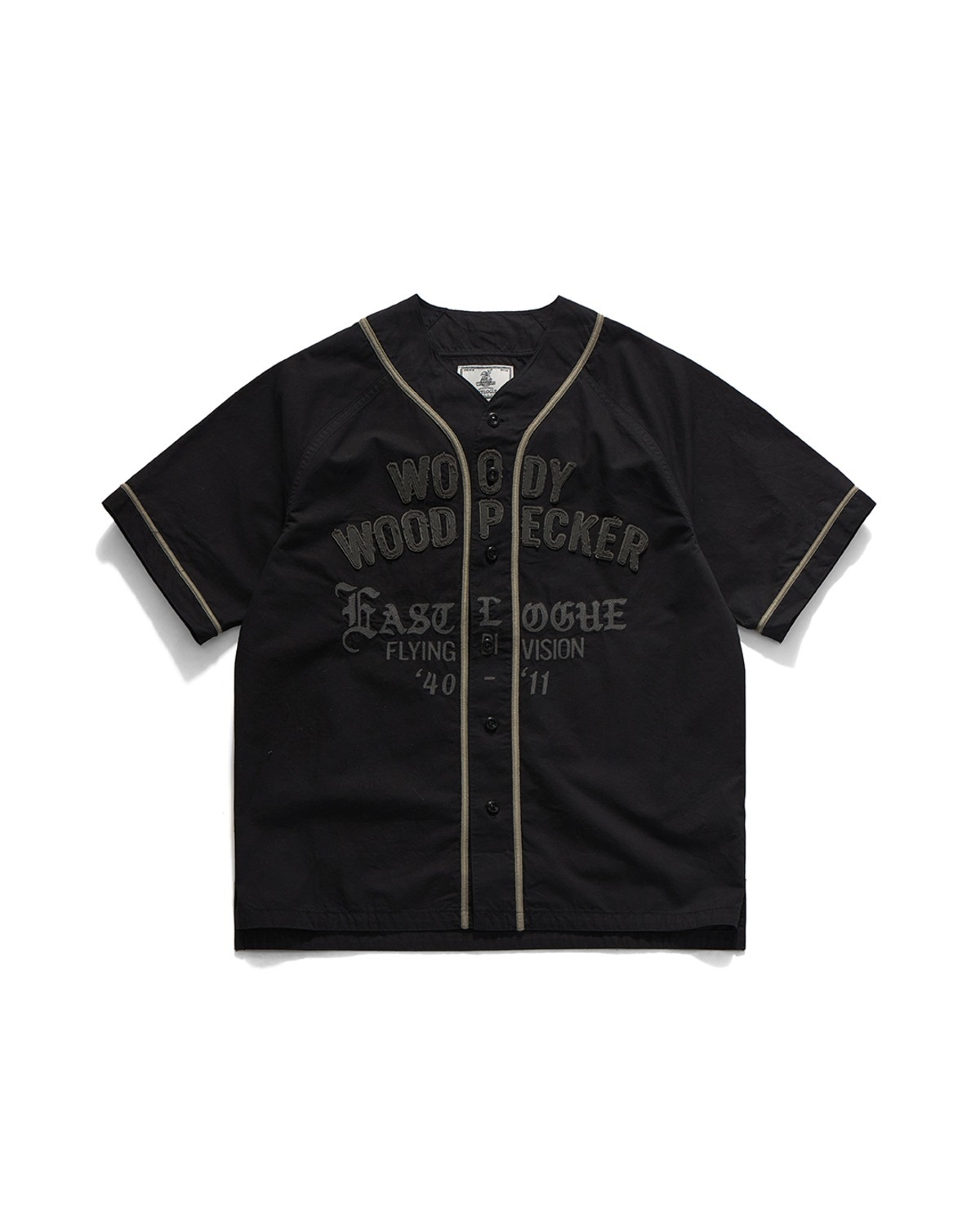 Eastlogue APPLIQUE BASEBALL HALF SHIRTS / BLACK