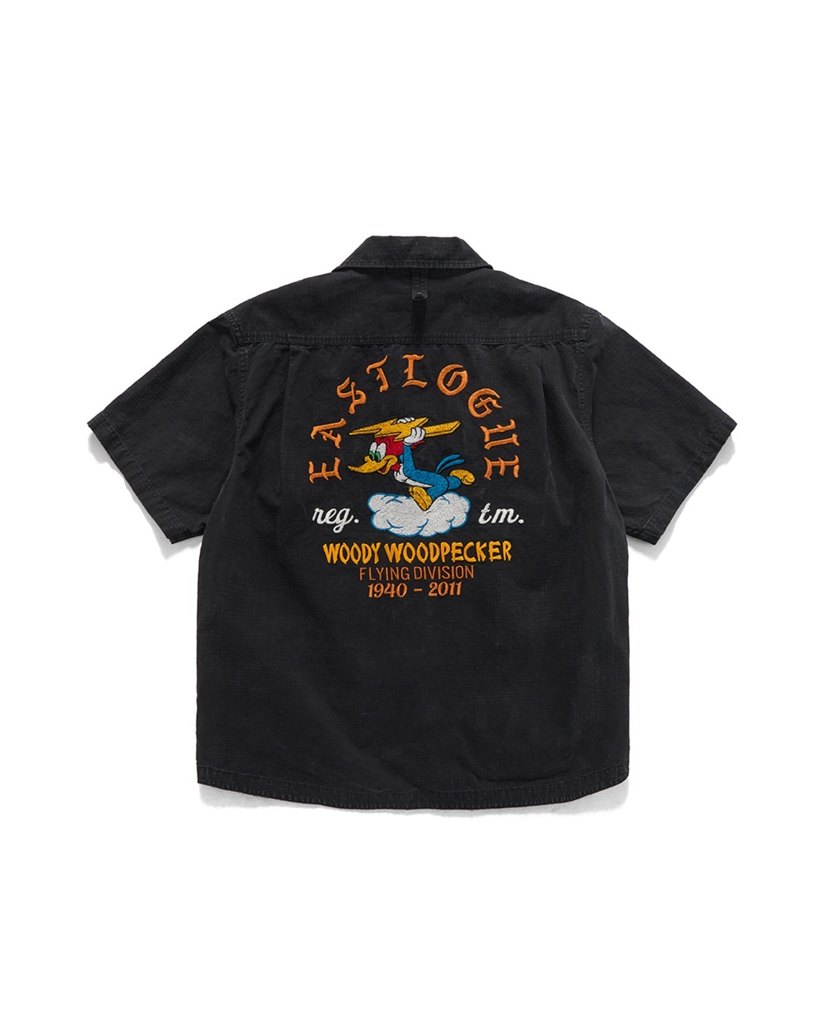 Eastlogue EMBROIDERED WOODY FATIGUE  HALF SHIRTS JACKET / BLACK RIPSTOP