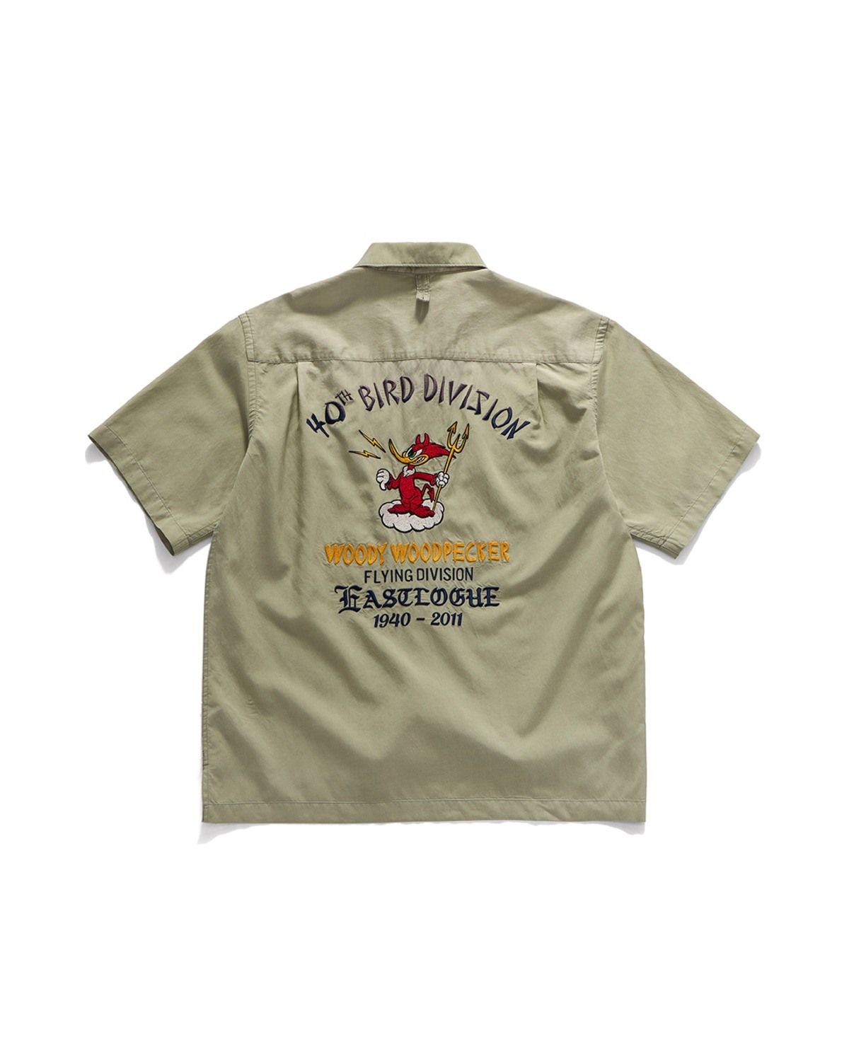 Eastlogue EMBROIDERED BOWLING HALF SHIRTS / CREAM