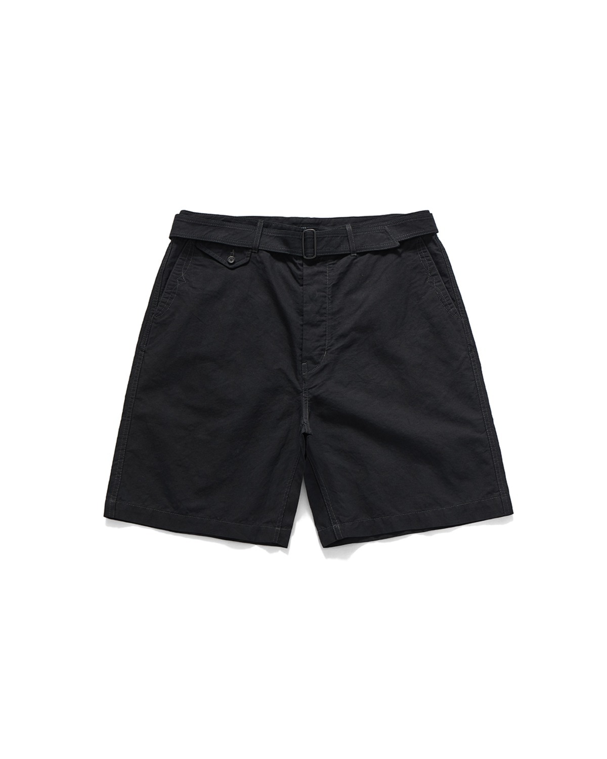 BELTED CATTLEMAN SHORTS / BLACK LINEN