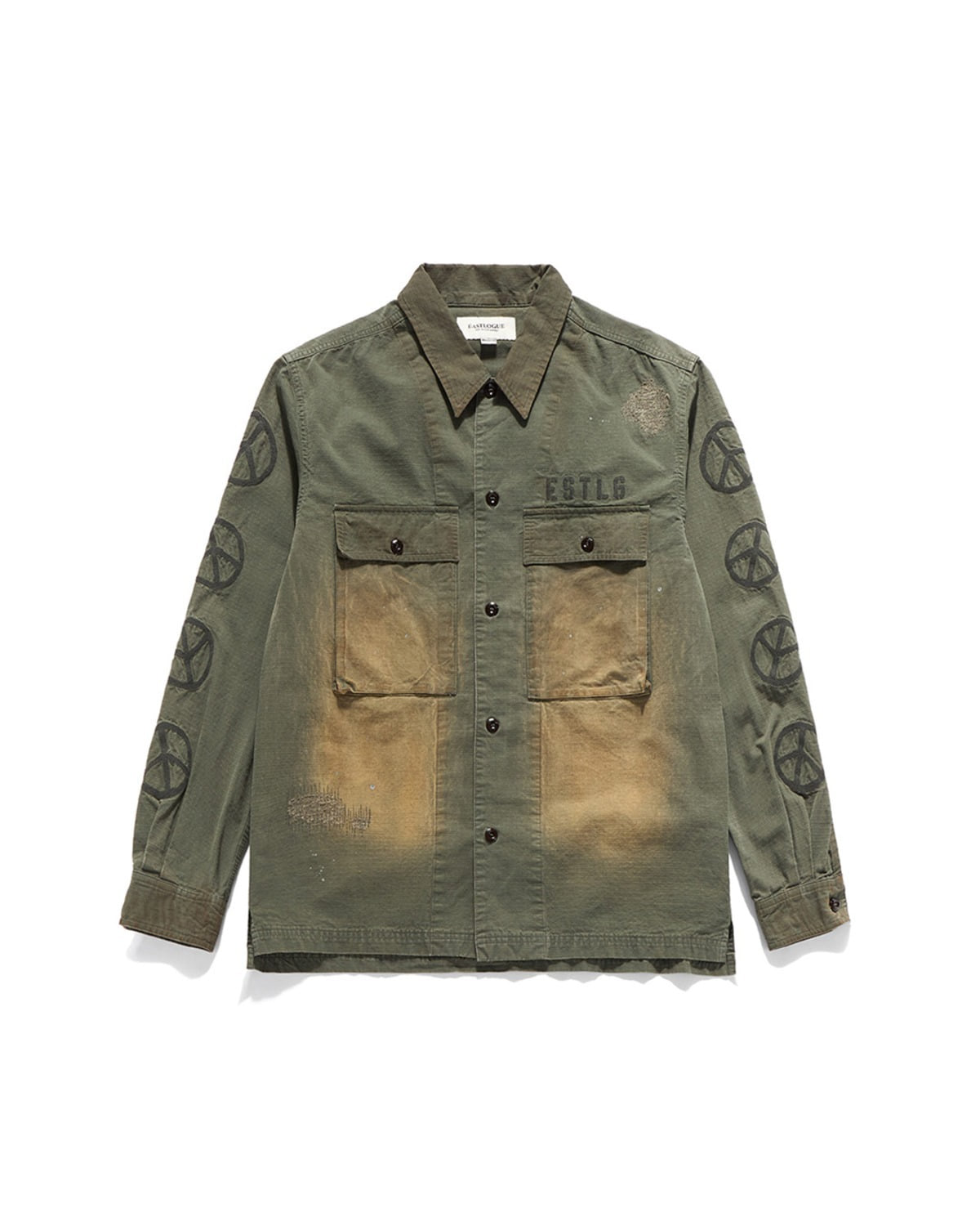 Eastlogue PEACE SYMBOL DAMAGE SHIRTS / VINTAGE OLIVE