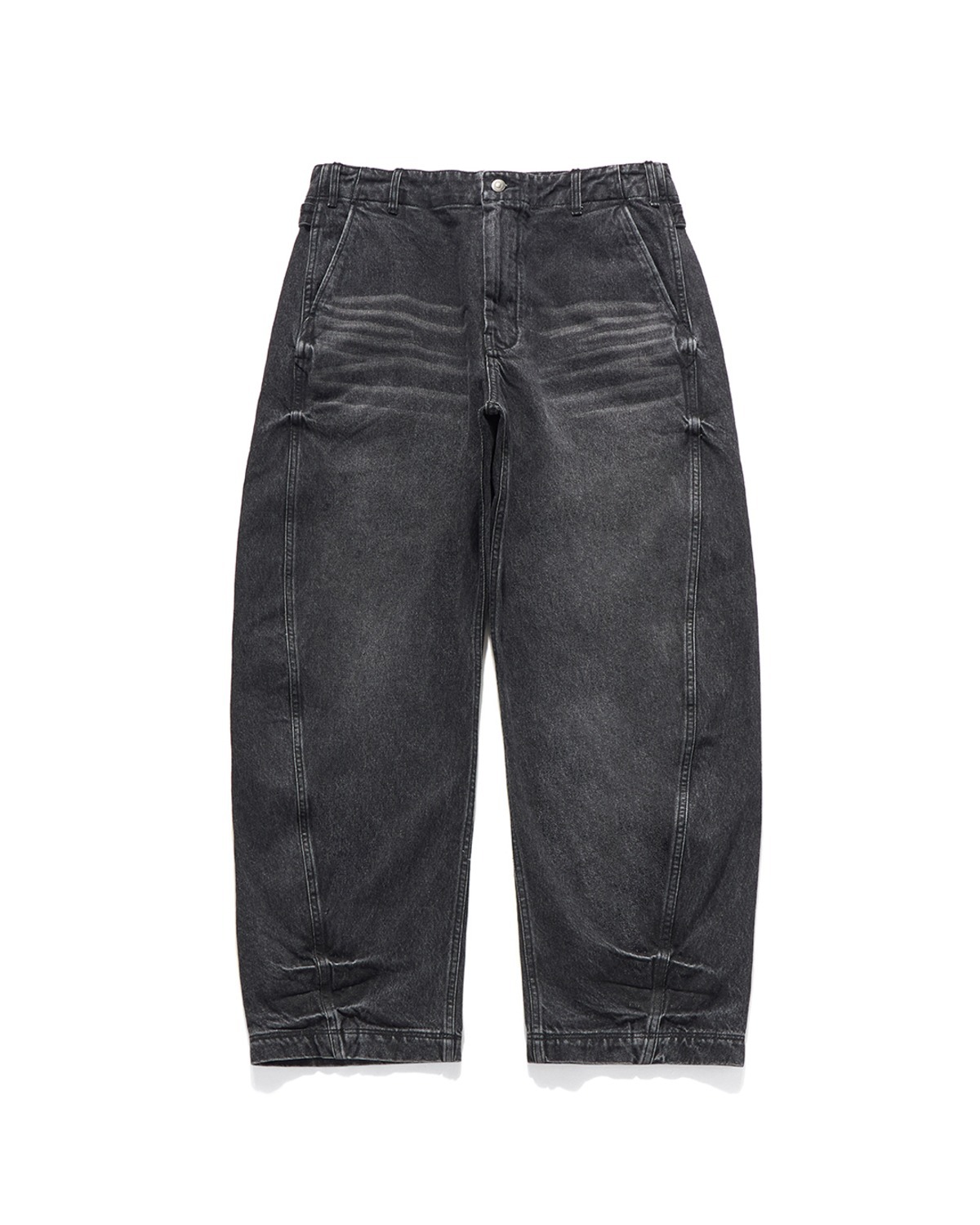 Eastlogue CINCH BACK CURVED PANTS / BLACK DENIM