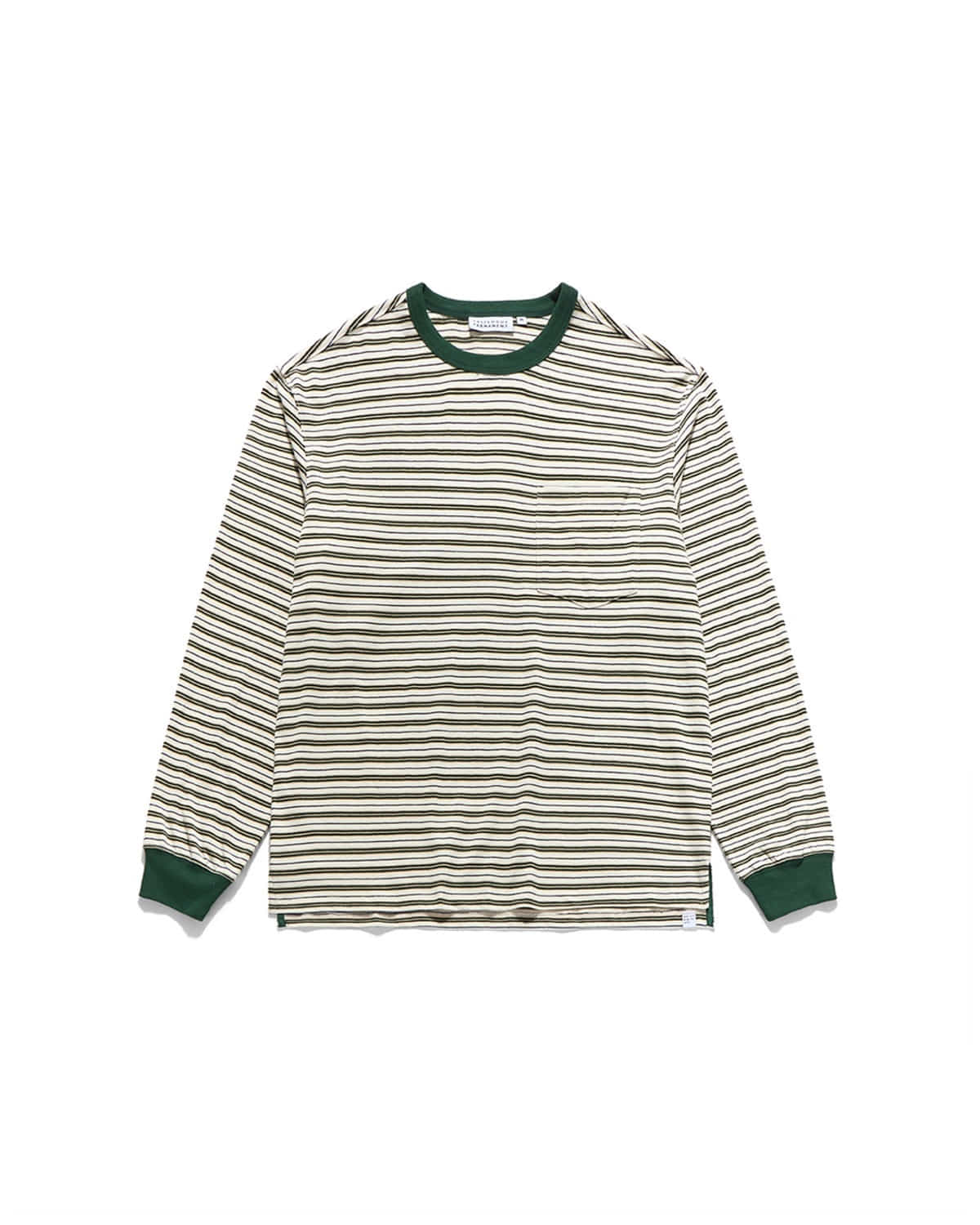Eastlogue STRIPE POCKET L.S T-SHIRTS / CREAM & GREEN