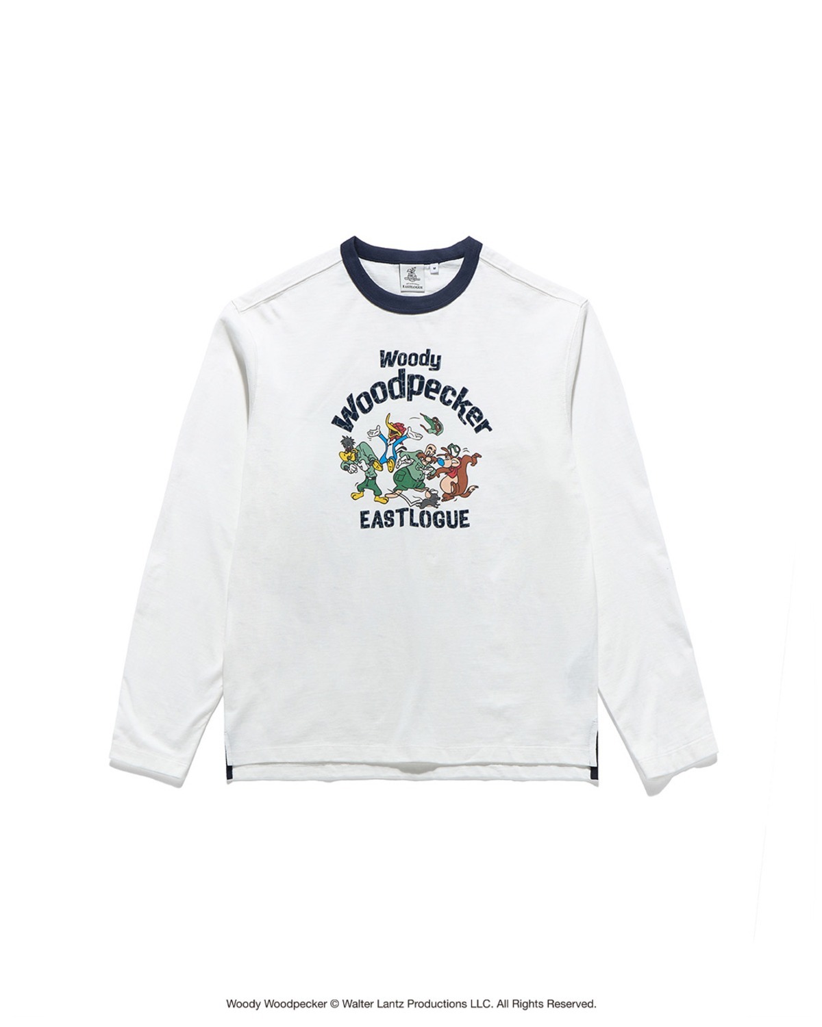Eastlogue WOODY FRIENDS RINGER L.S T-SHIRTS / WHITE & NAVY