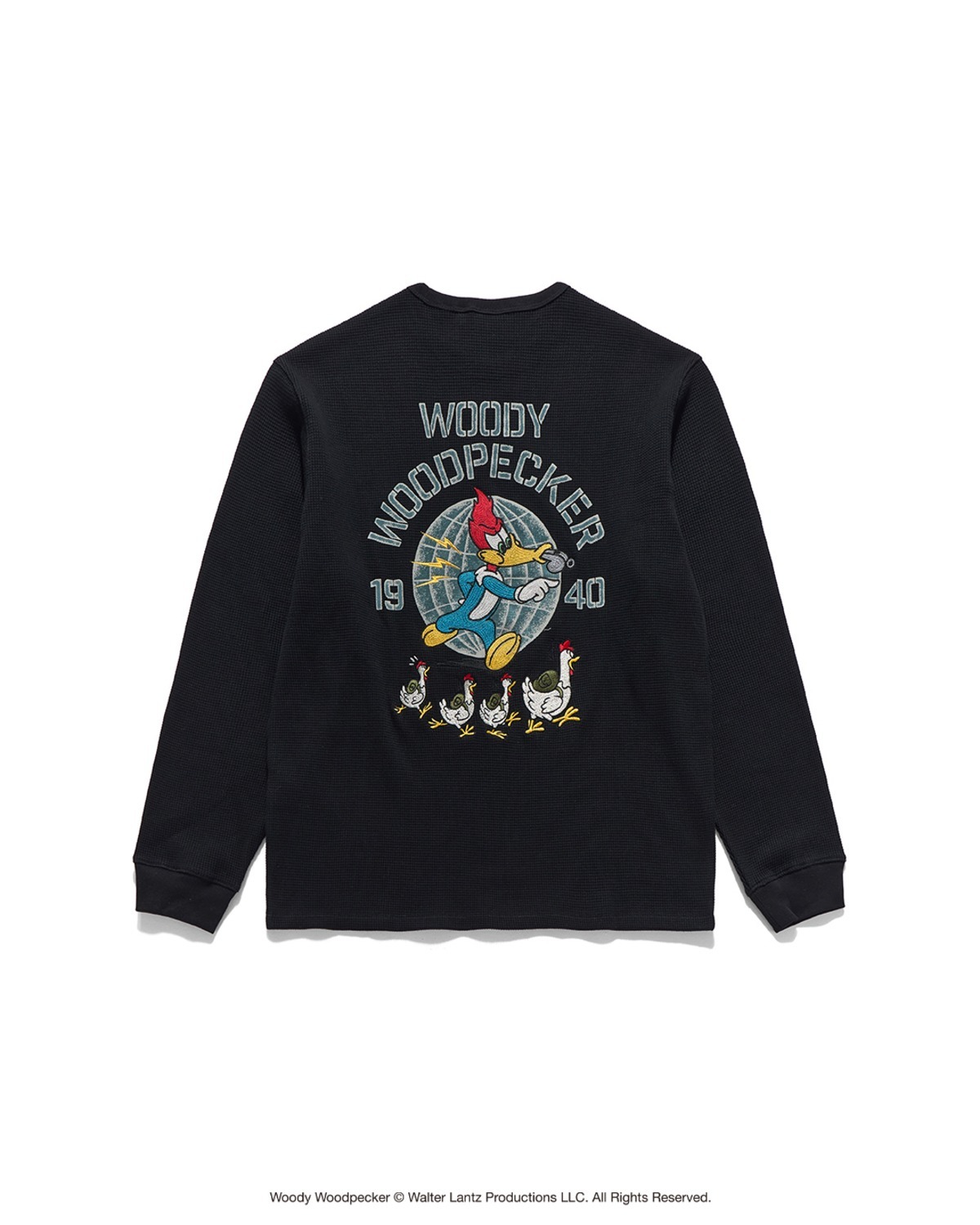 Eastlogue MARCHING WOODY EMBROIDERED L.S T-SHIRTS / BLACK