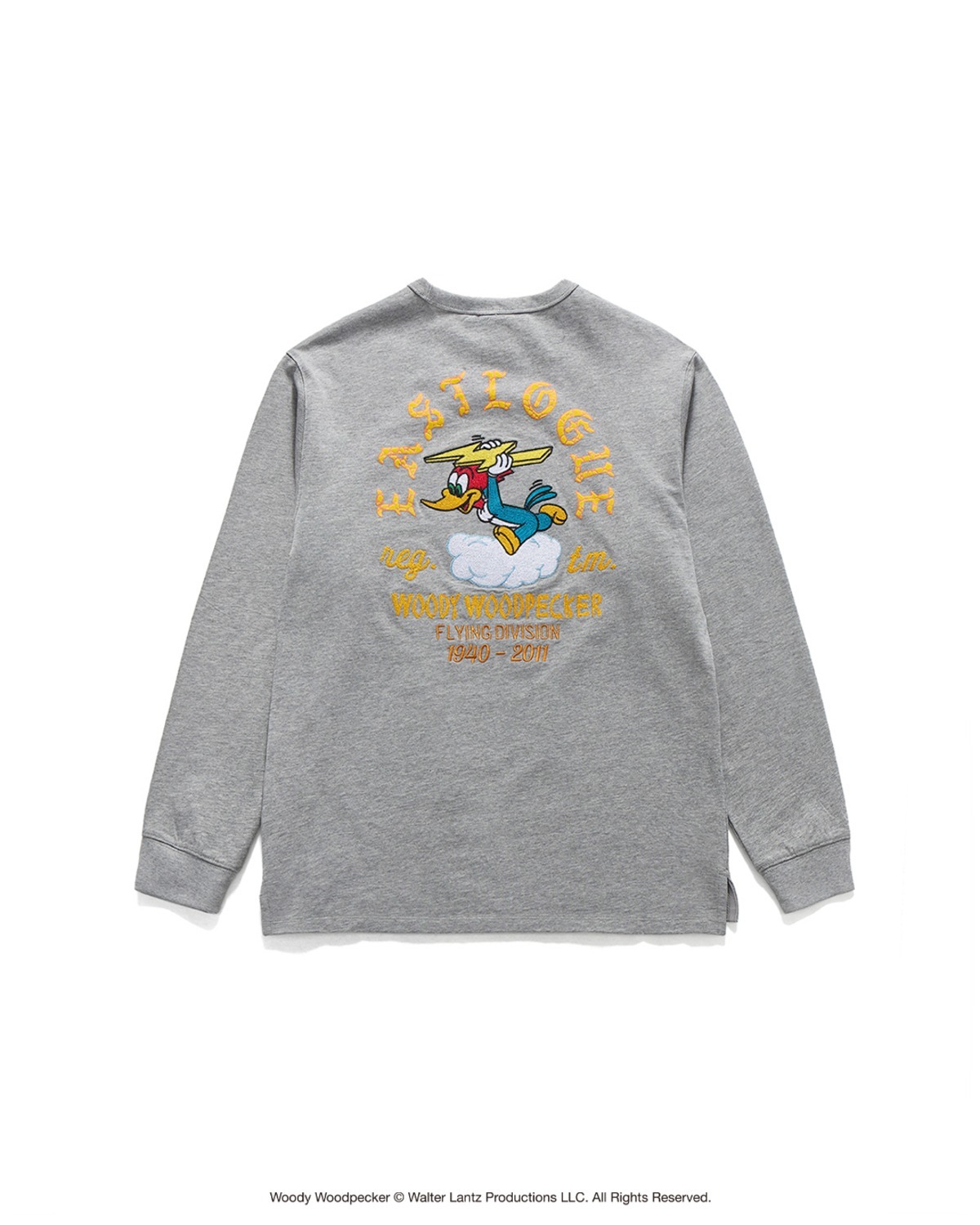 Eastlogue FLOCKING AND EMBROIDERED WOODY L.S T-SHIRTS / MELANGE GREY