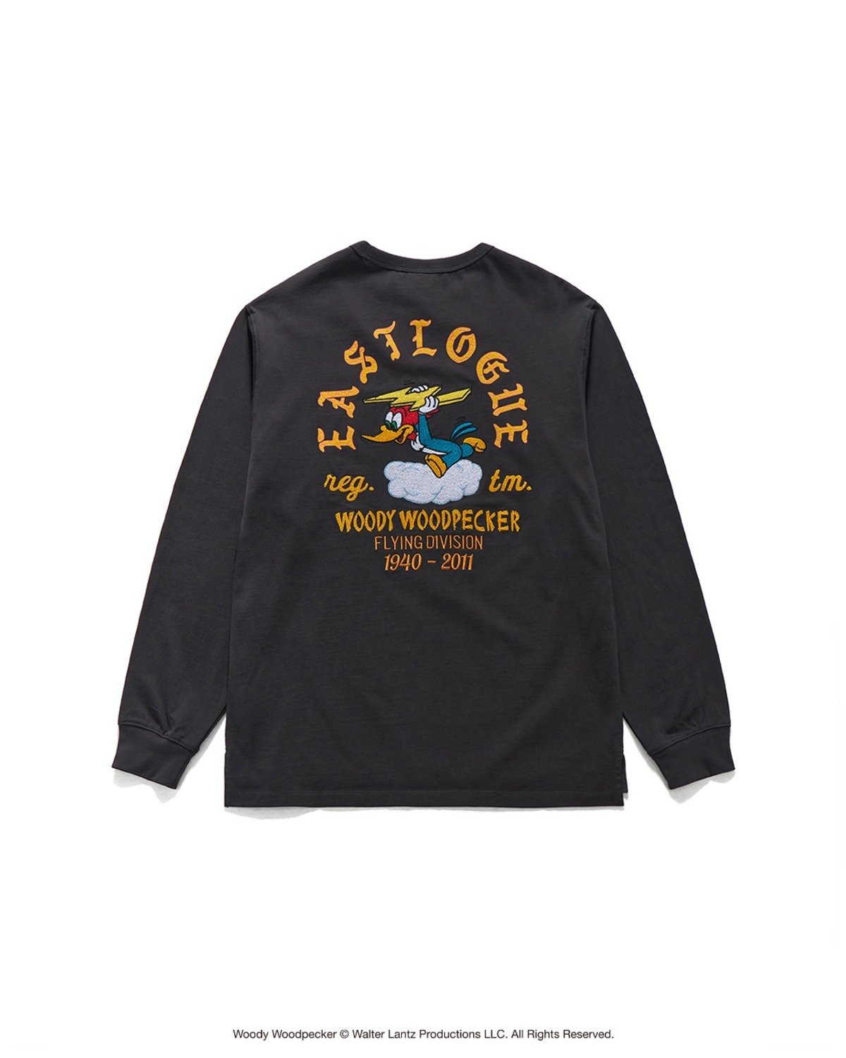 Eastlogue FLOCKING AND EMBROIDERED WOODY L.S T-SHIRTS / BLACK