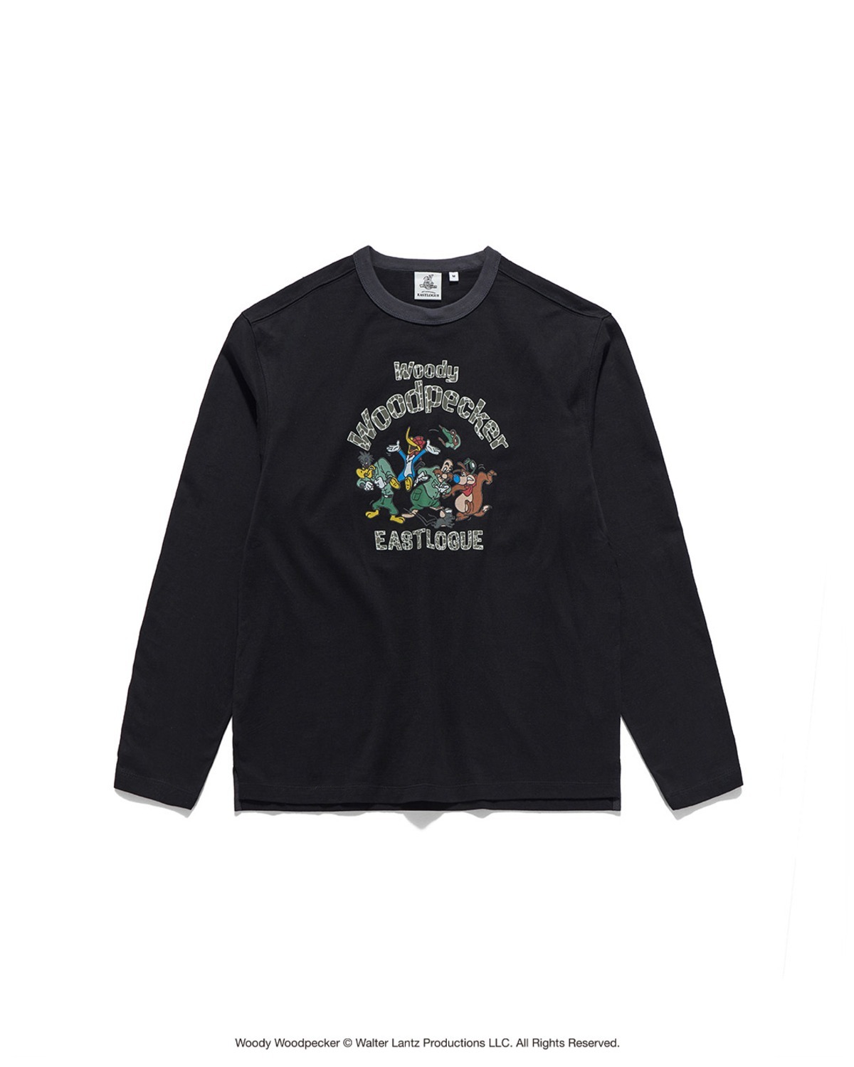 Eastlogue WOODY FRIENDS RINGER L.S T-SHIRTS / BLACK & GREY