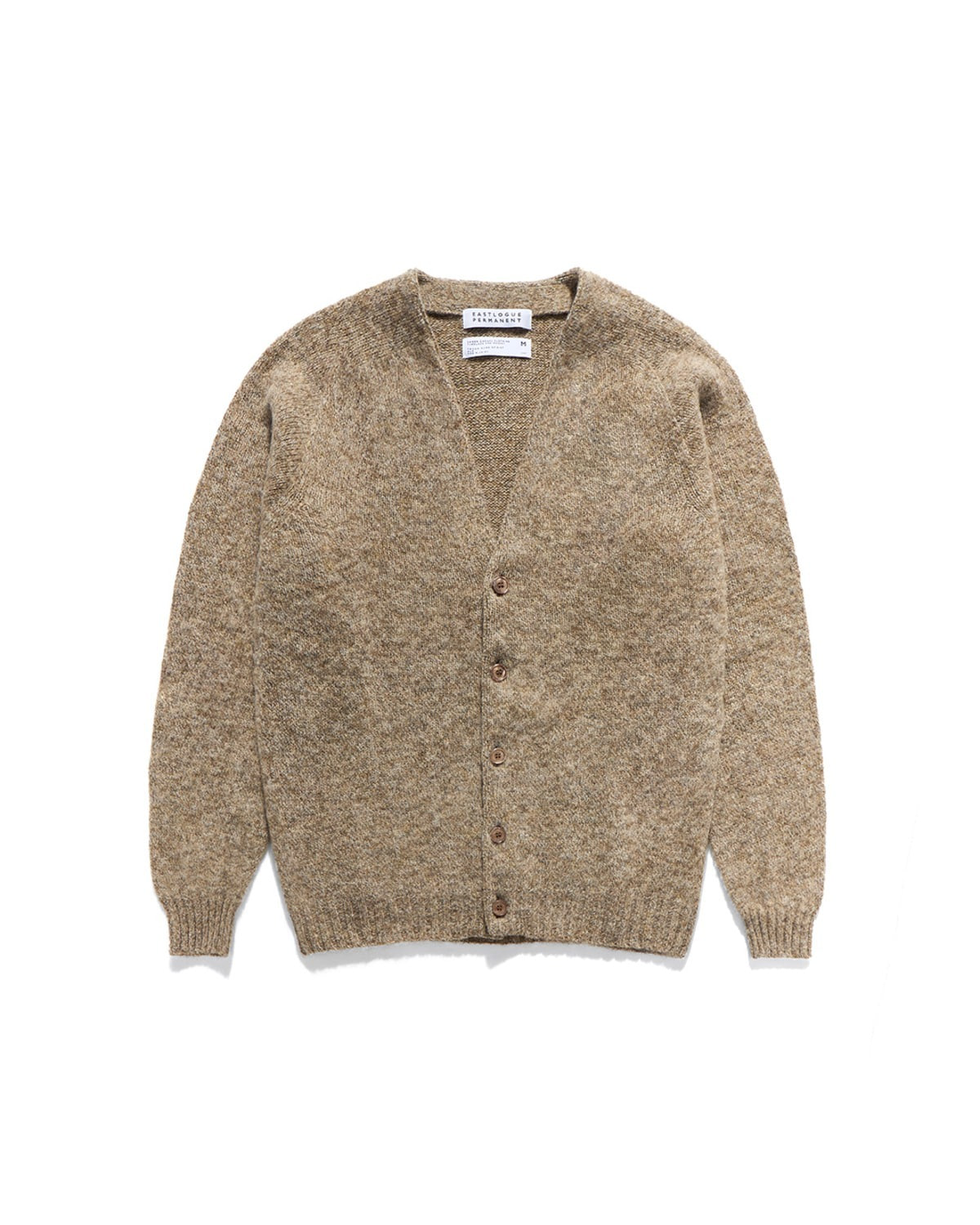 Eastlogue SHAGGY SHORTER LENTH V NECK CARDIGAN / MUSHROOM