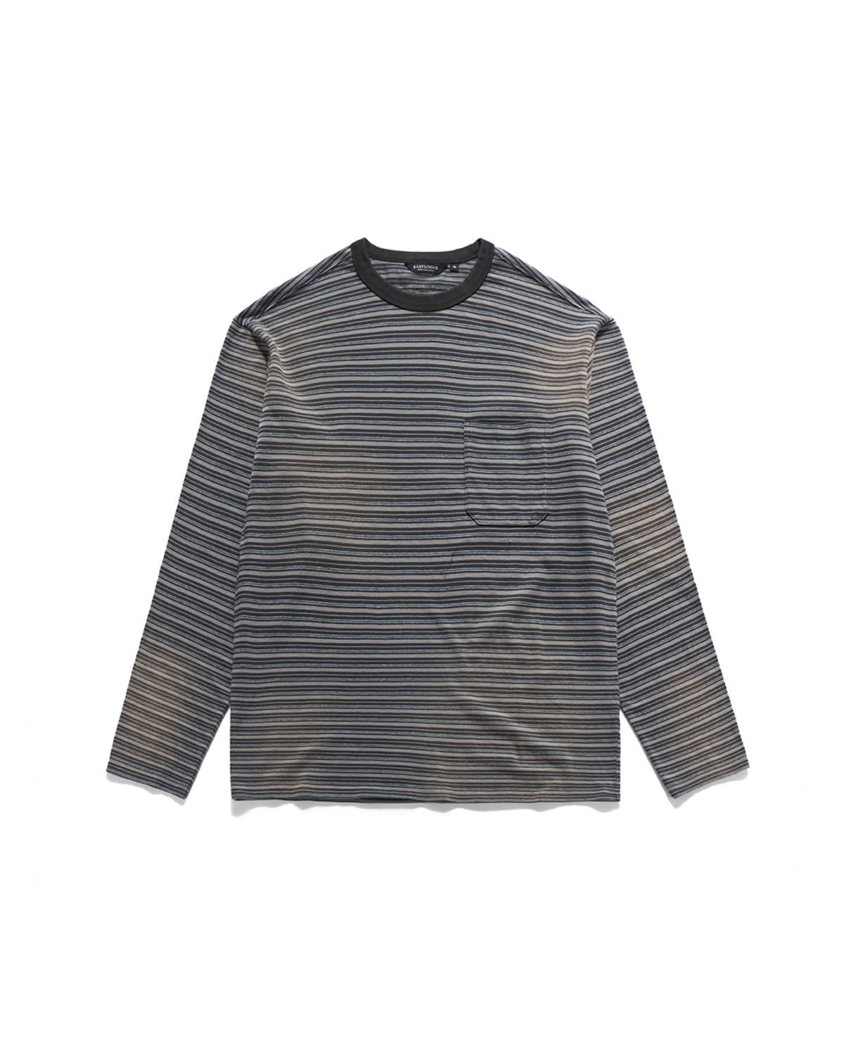 Eastlogue BLEACHED STRIPE L.S T-SHIRTS / GREY & BLUE STRIPE