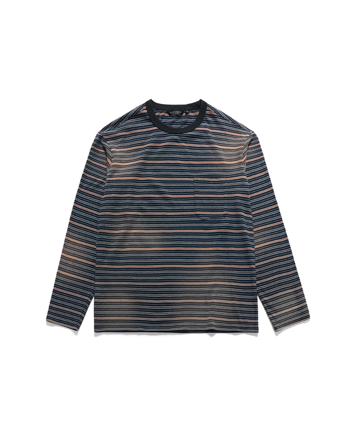 Eastlogue BLEACHED STRIPE L.S T-SHIRTS / NAVY & BROWN STRIPE