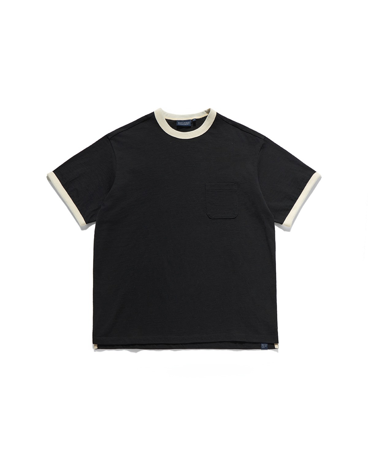 Eastlogue BASIC RINGER POCKET T-SHIRTS / BLACK & CREAM