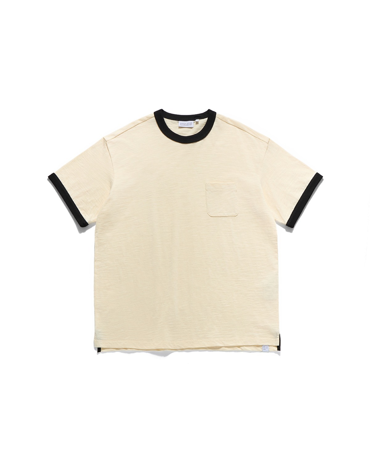Eastlogue BASIC RINGER POCKET T-SHIRTS / CREAM & BLACK