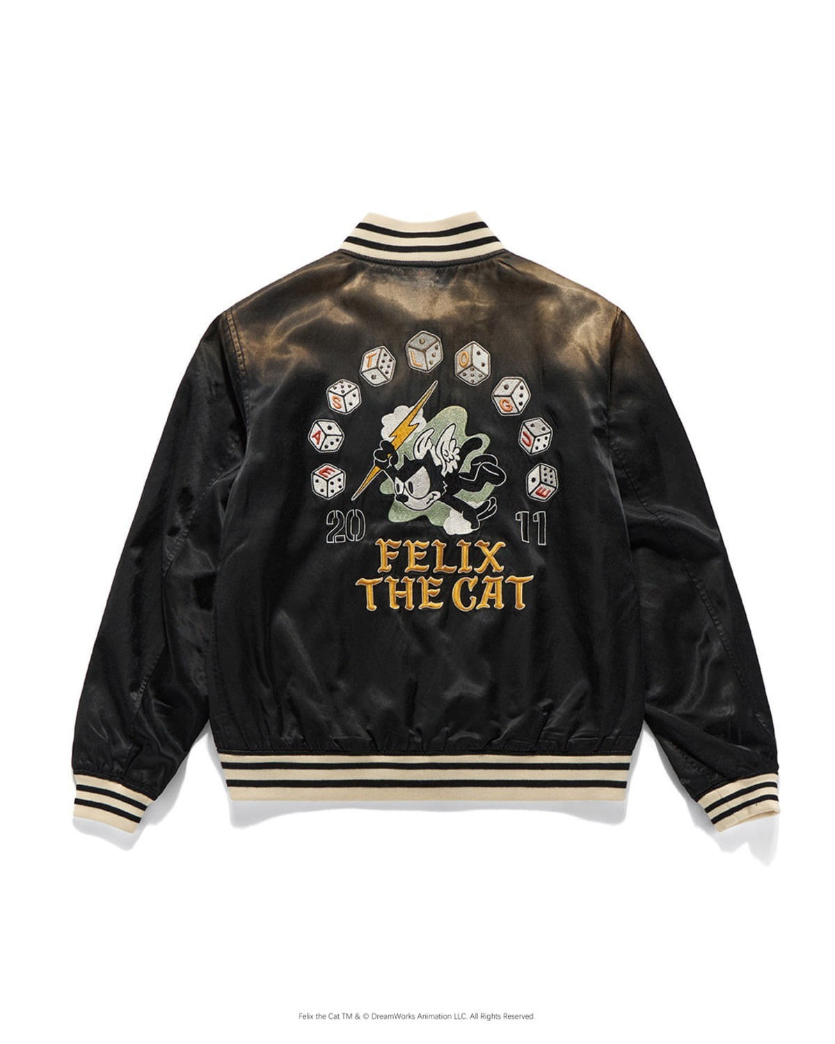 FELIX EMBRODIERY BLEACHED SOUVENIR JACKET / BLACK - EASTLOGUE