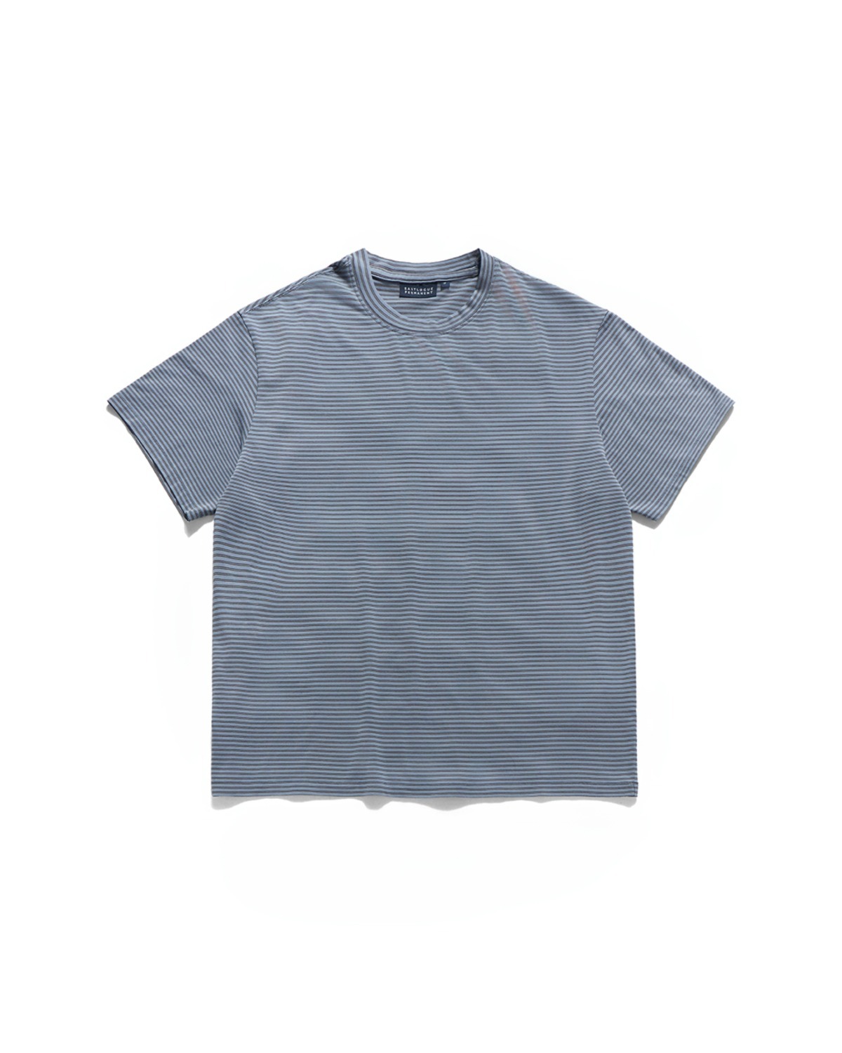 Eastlogue BASIC STRIPE T-SHIRTS / DUST BLUE & BROWN STRIPE