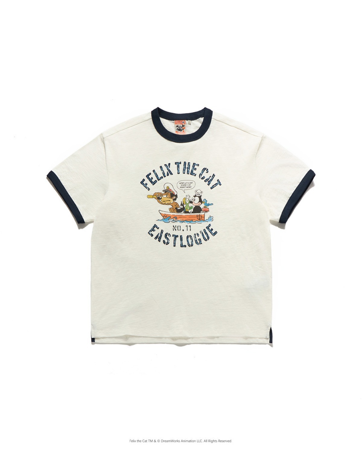 Eastlogue FELIX SAILING RINGER T-SHIRTS / OFF WHITE & NAVY