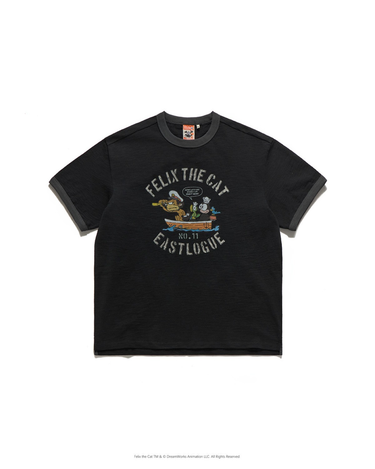 Eastlogue FELIX SAILING RINGER T-SHIRTS / BLACK & CHARCOAL