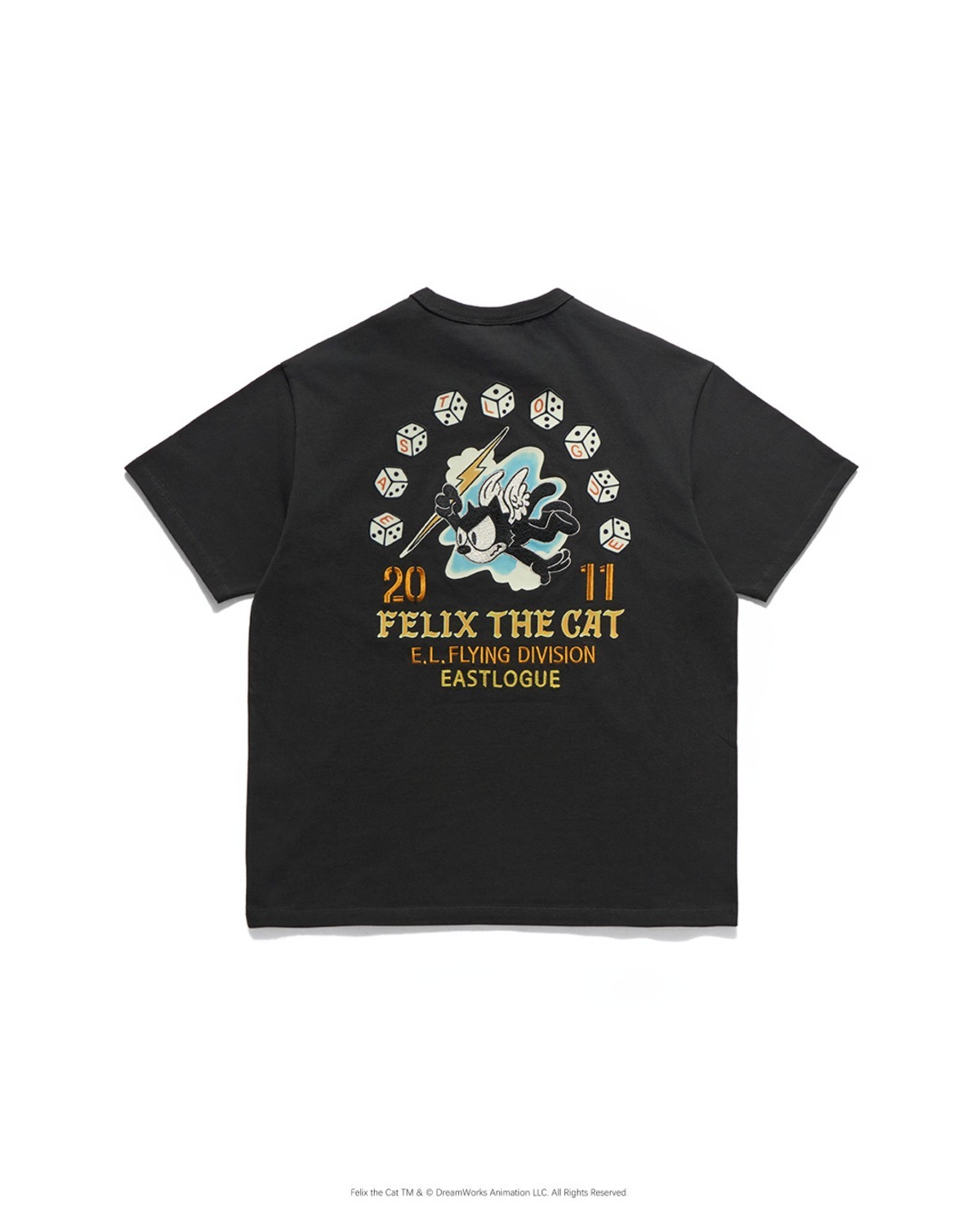 Eastlogue FELIX FLYING DIVISION EMBROIDERED T-SHIRTS / BLACK