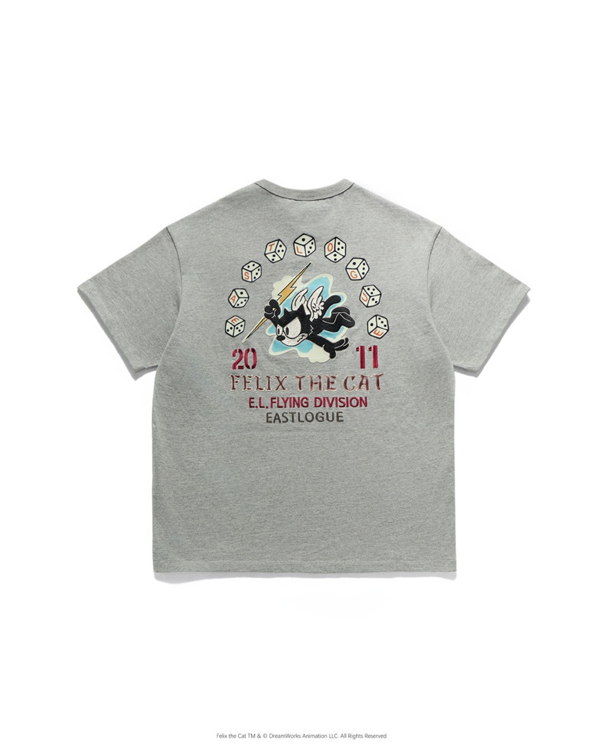 Eastlogue FELIX FLYING DIVISION EMBROIDERED T-SHIRTS / MELANGE GREY