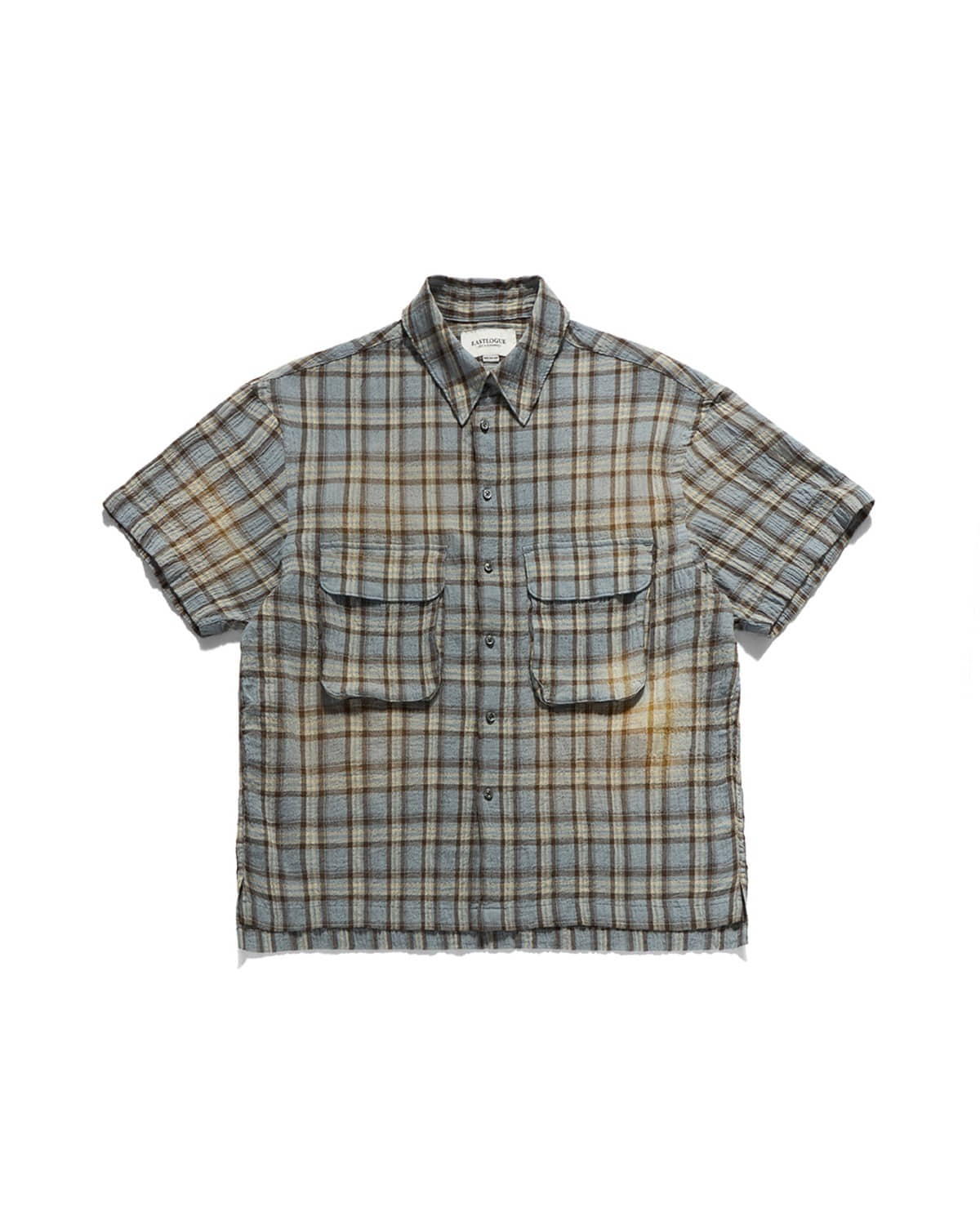 Eastlogue COMFY HALF SHIRTS / L.BLUE & BEIGE CHECK