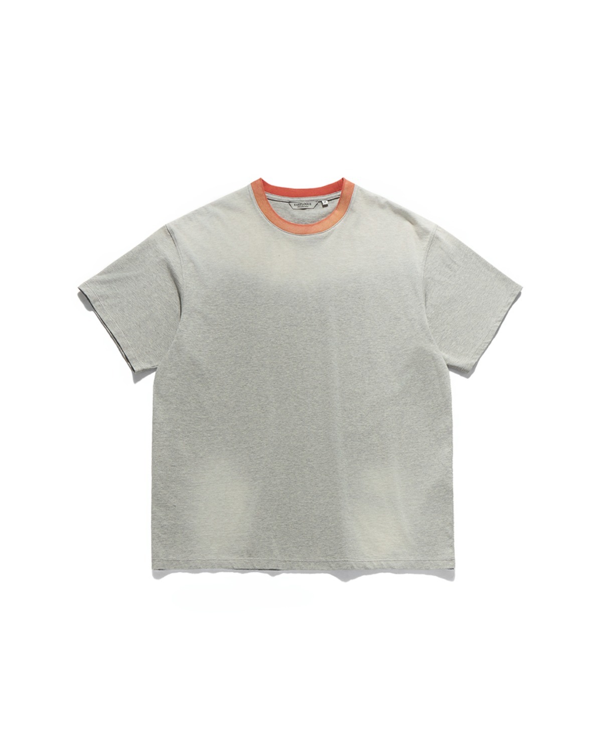 Eastlogue BLEACHED RINGER BOXY T-SHIRTS / MELANGE GREY & SALMON