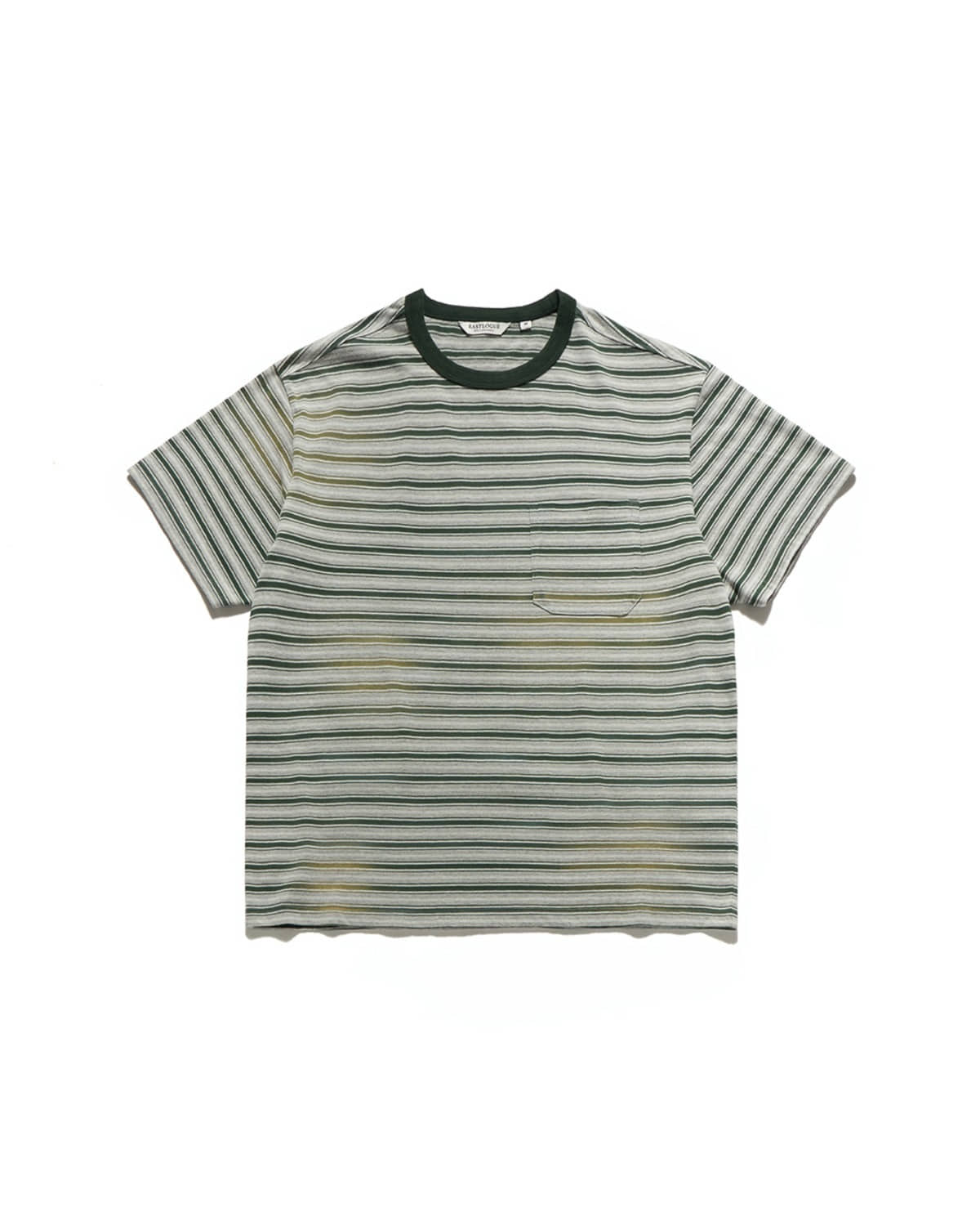 Eastlogue BLEACHED STRIPE T-SHIRTS / MELANGE GREY & GREEN STRIPE