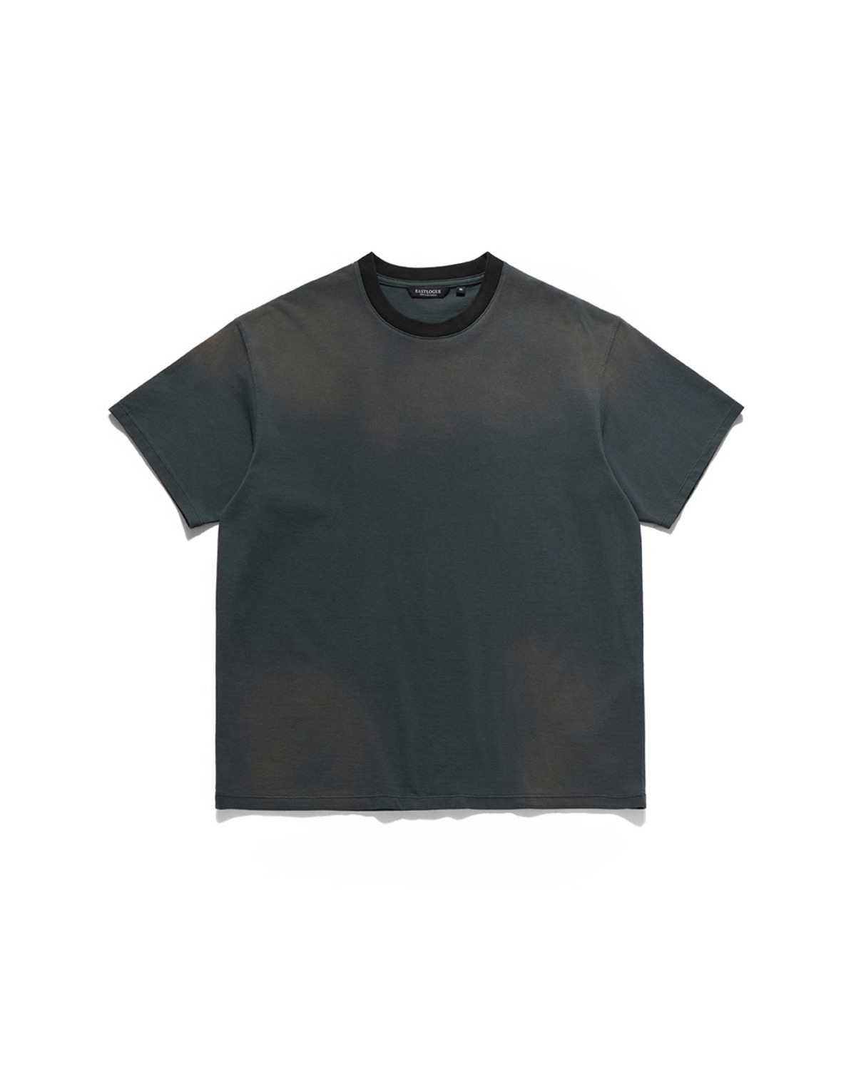 Eastlogue BLEACHED RINGER BOXY T-SHIRTS / CHARCOAL & BLACK