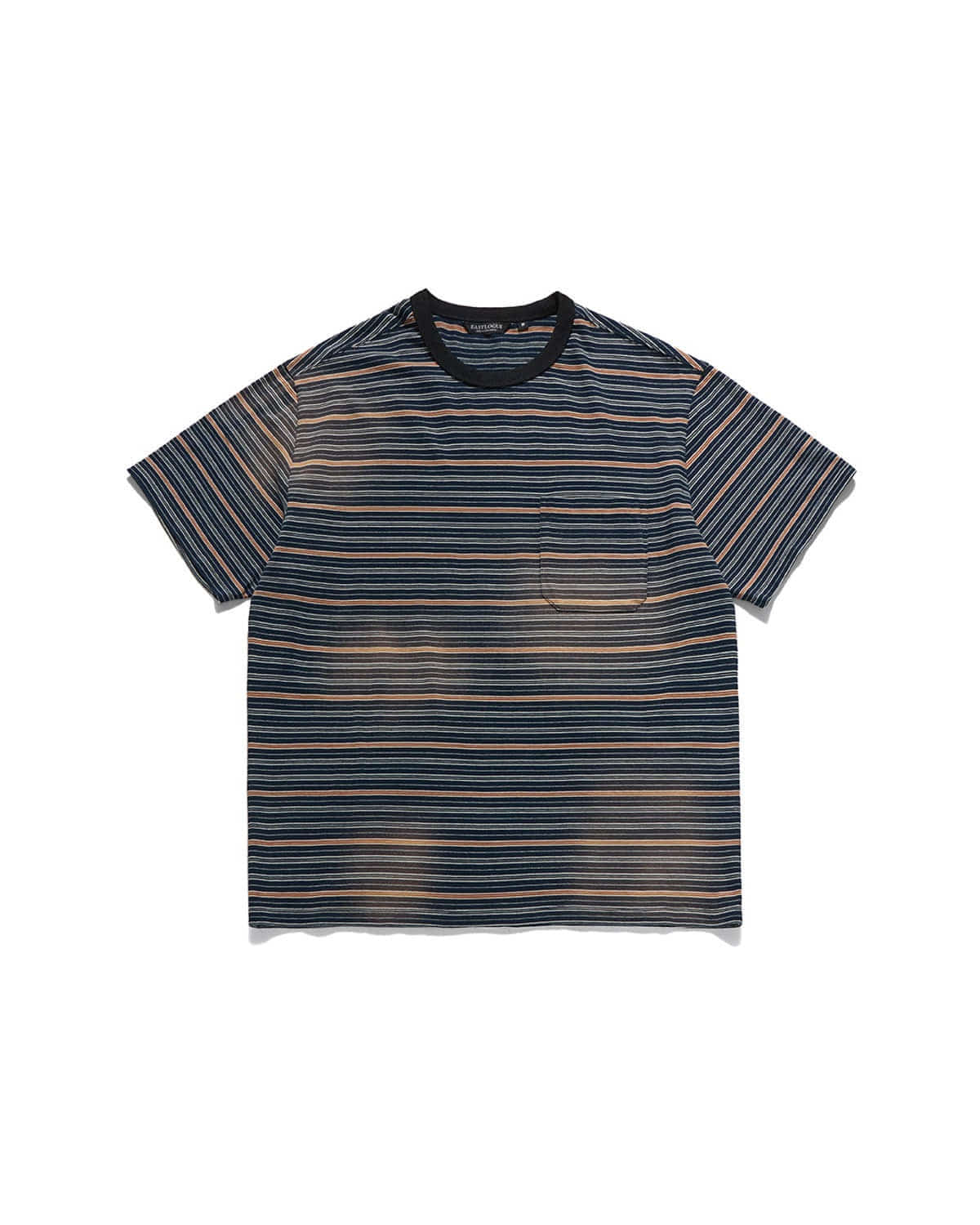 Eastlogue BLEACHED STRIPE T-SHIRTS / NAVY & BROWN STRIPE