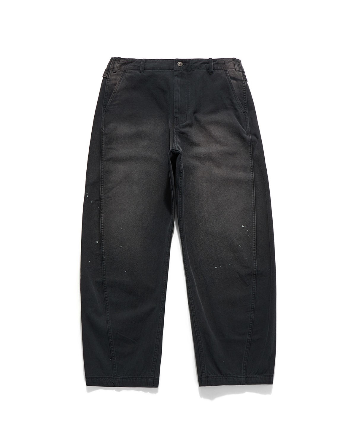 Eastlogue CINCH BACK CURVED PANTS / BLACK HERRINGBONE