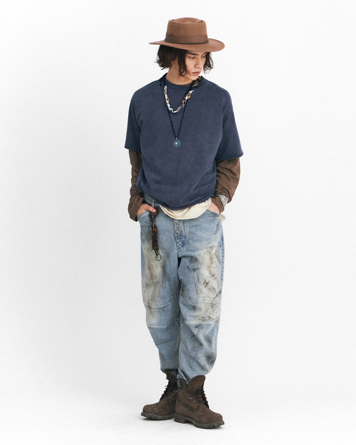 Eastlogue CUT OUT BOXY T-SHIRTS / NAVY