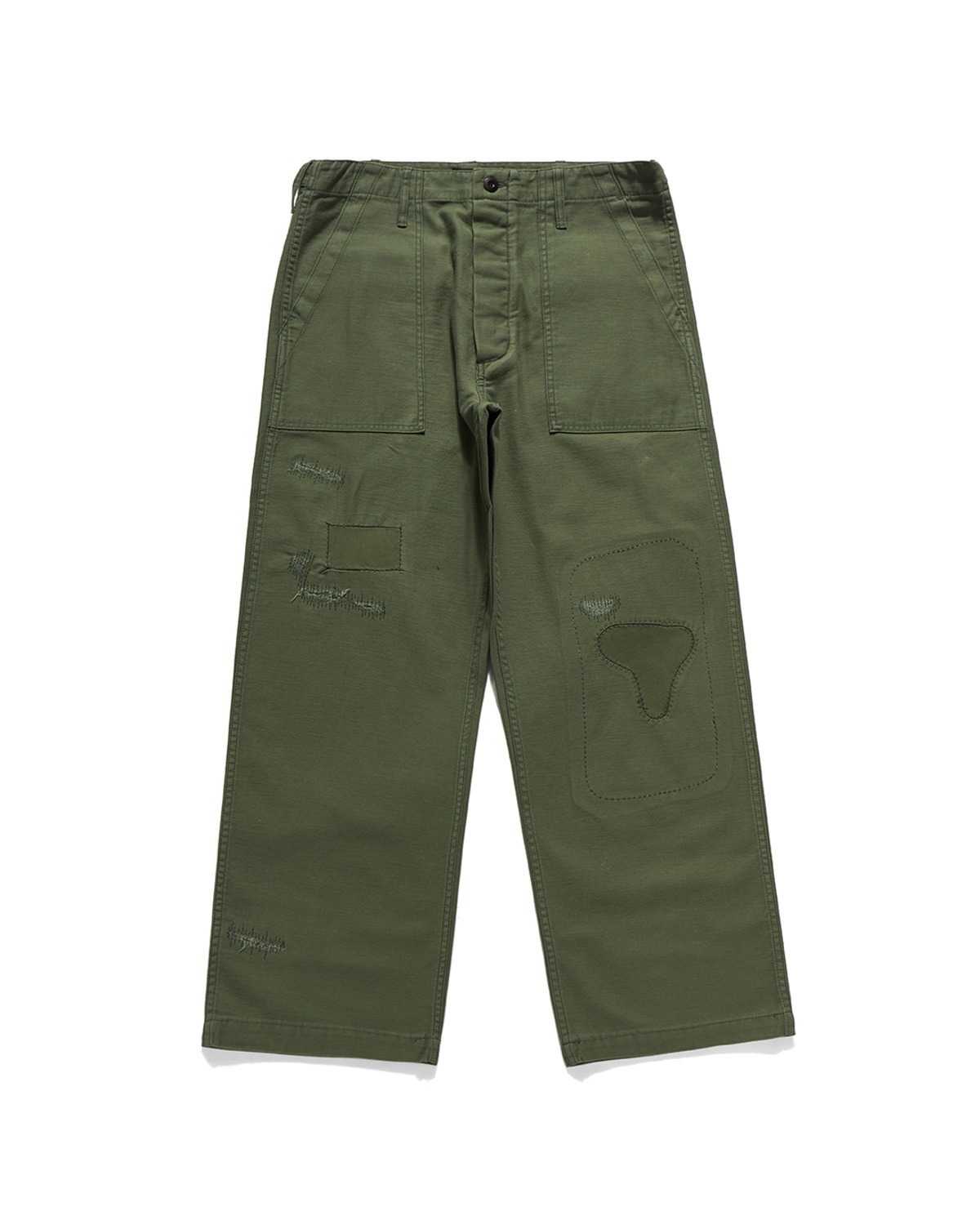 Eastlogue DAMAGED FATIGUE PANTS / OLIVE BACKSATIN