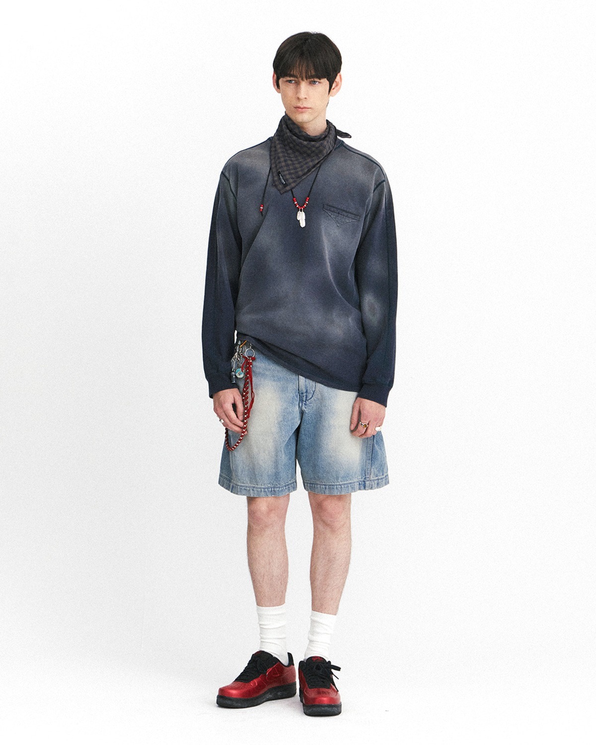 Eastlogue BLEACHED CPO L.S T-SHIRTS / NAVY