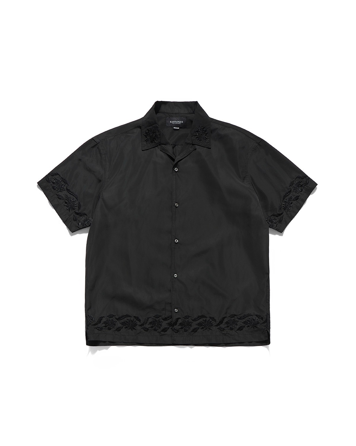 Eastlogue BREEZY EMBROIDERED HALF SHIRTS / BLACK