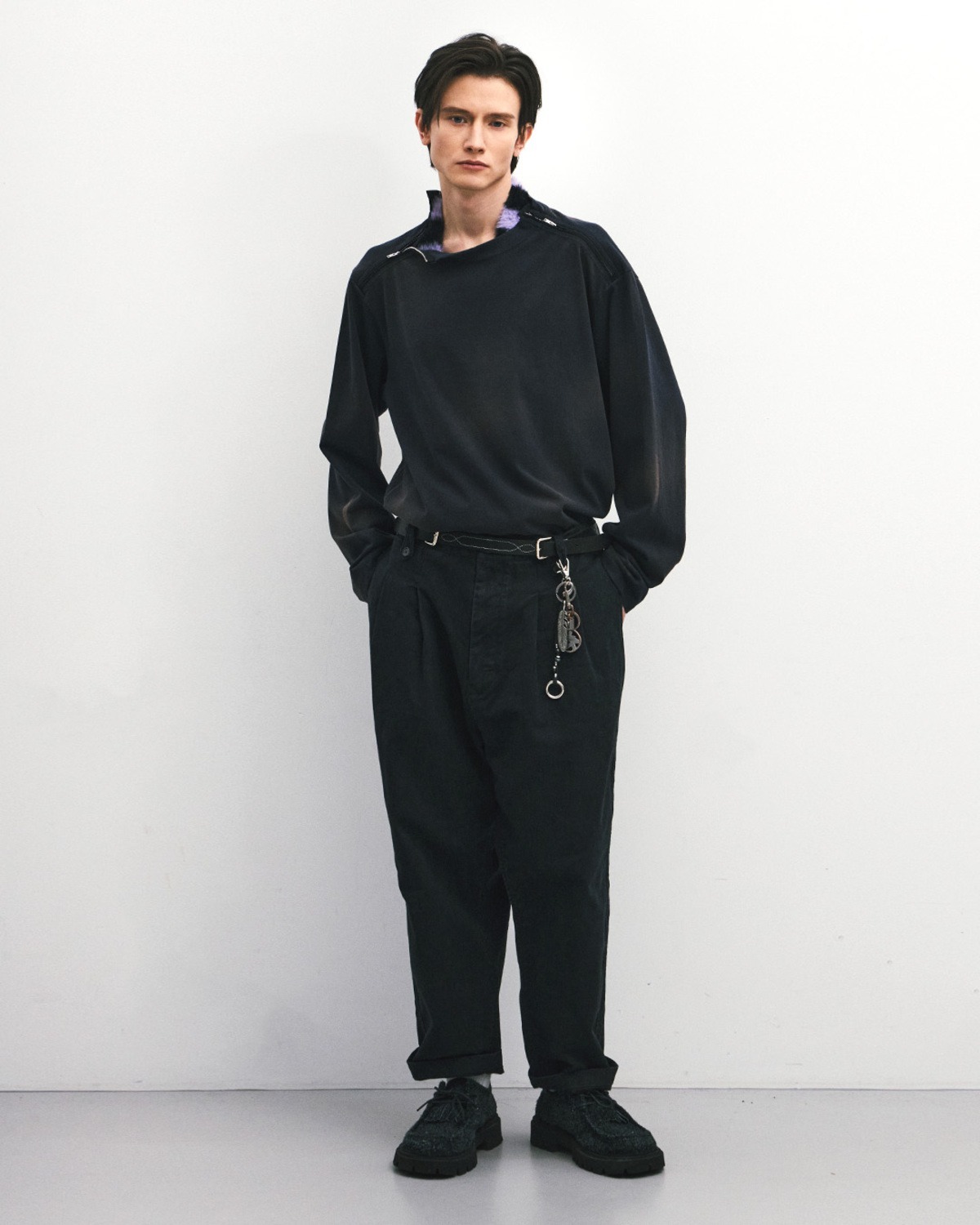 Eastlogue ARMY DOUBLE ZIP L.S T-SHIRTS / D.NAVY