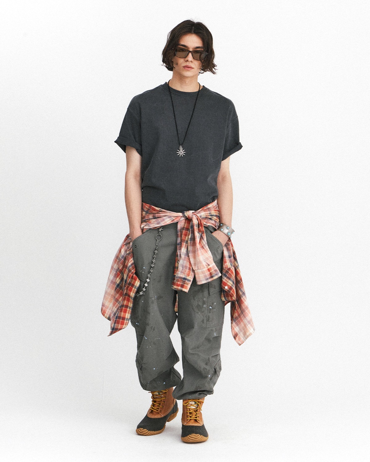 Eastlogue CUT OUT BOXY T-SHIRTS / CHARCOAL