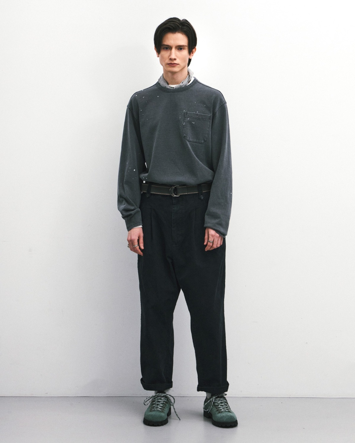 Eastlogue NAVAL EMBROIDERY L.S T-SHIRTS / WASHED BLACK