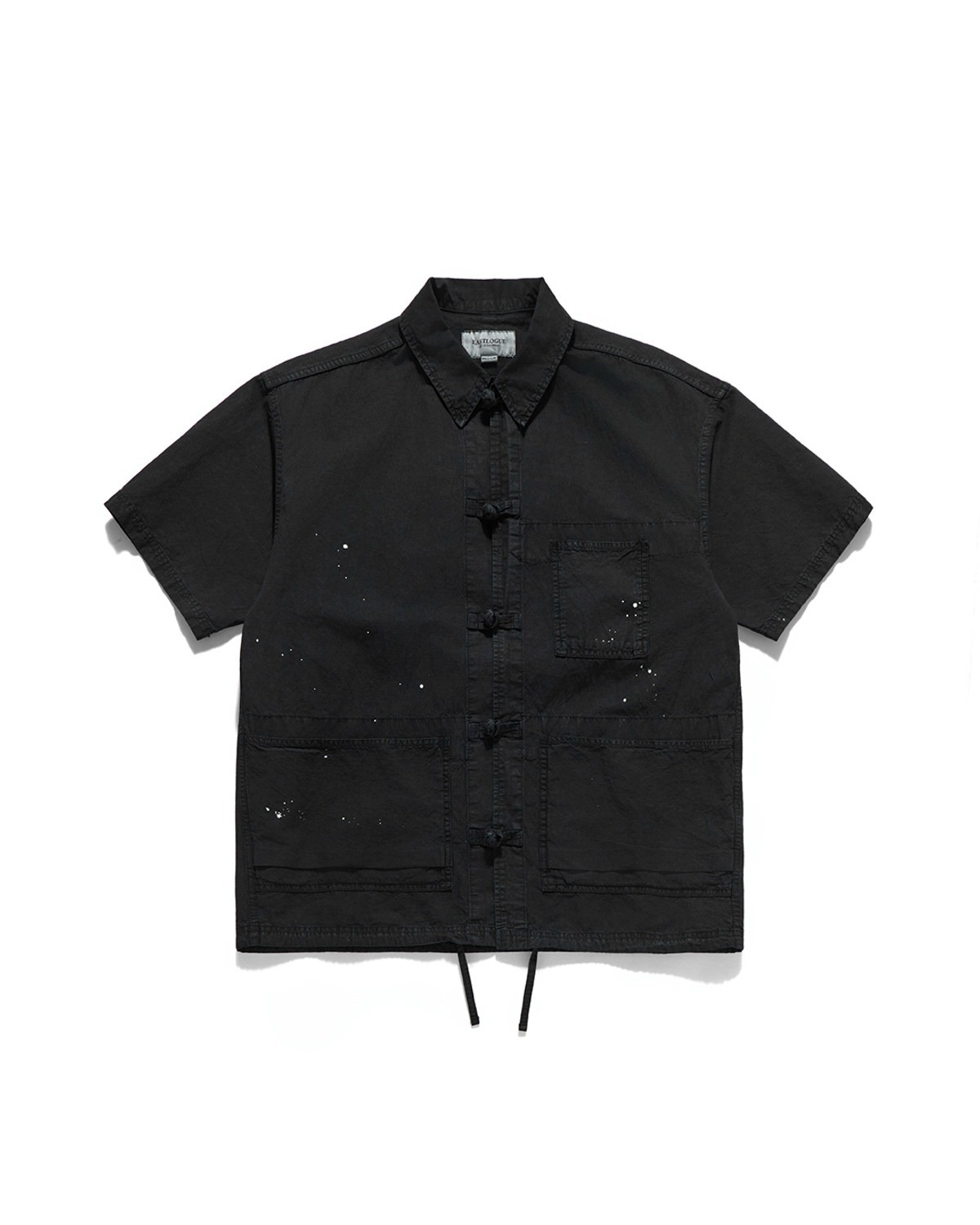 Eastlogue EASTERN LOTUS HALF SHIRTS / PAINTING BLACK LINEN