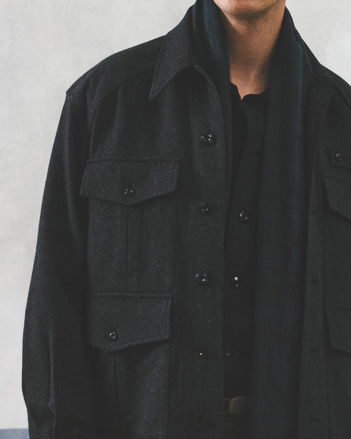 Eastlogue SAFARI FIELD SHIRTS JACKET / CHARCOAL WOOL